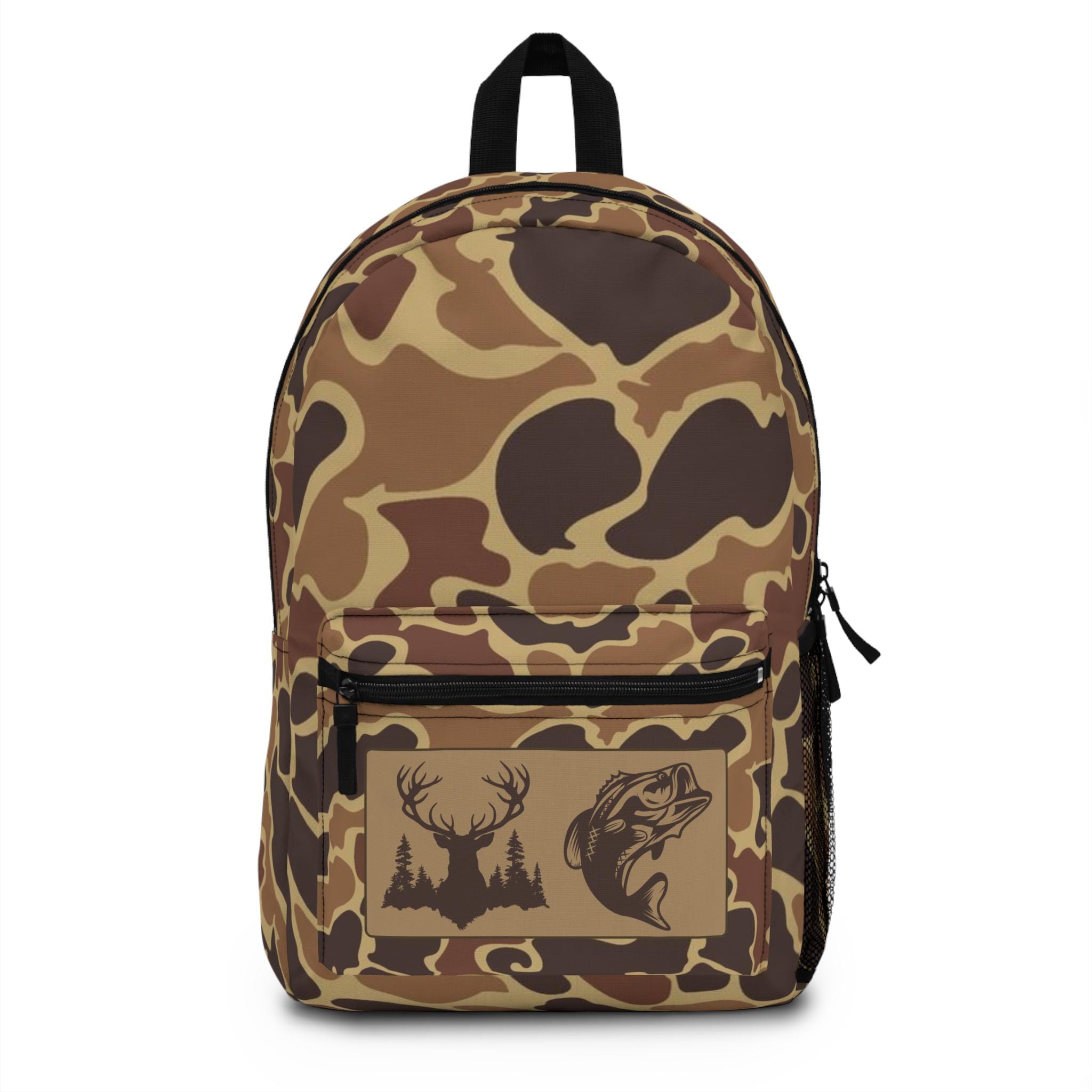 Camo Bookbag/Woodland Deer and Fish Camo Backpack/Trendy Camo Travel bag/Country Life Hunting Backpack/Camo Fishing bag/Kids School Bag