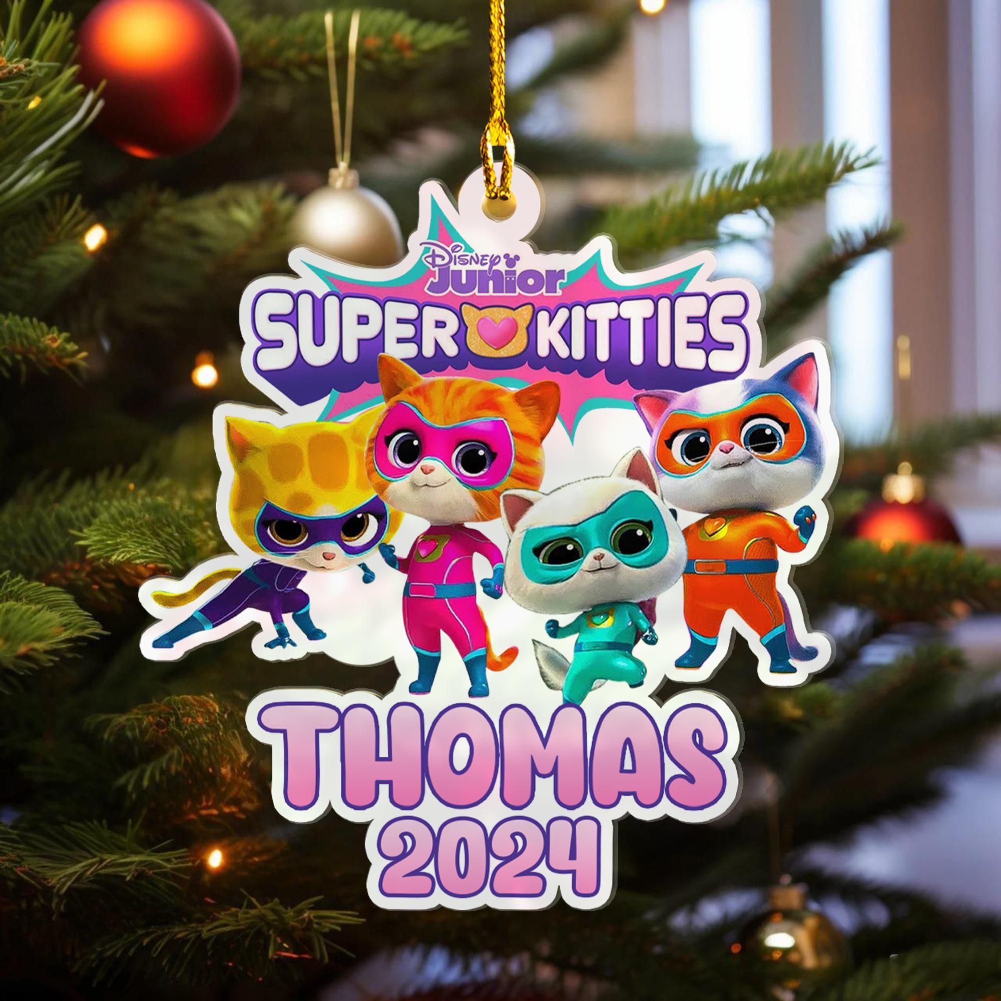 Personalized SuperKitties Ornament, Super Cats Xmas Ceramic Ornament, Customized SuperKitties Christmas Tree Decor Gift For Kid