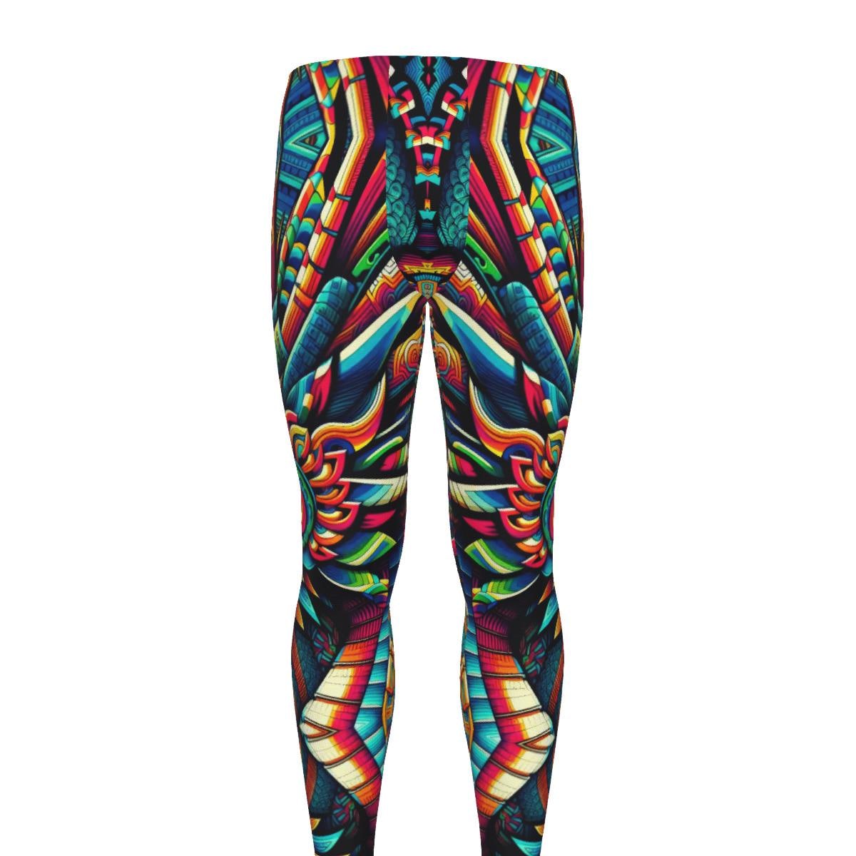 Aztec Dragon Men's Leggings for Gym, Running, Martial Arts, Yoga, Workout, Fitness, BJJ, Wrestling
