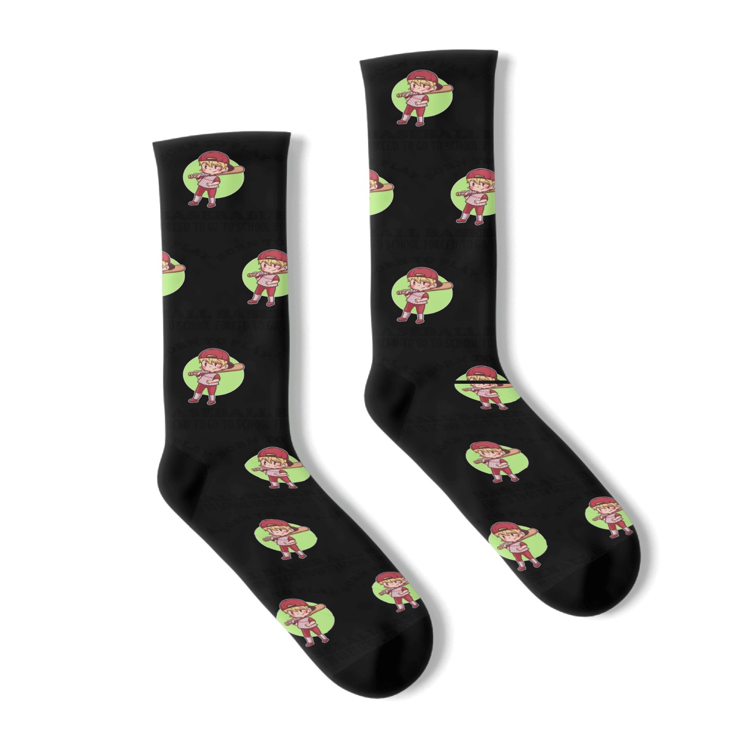Born To Play Baseball Forced To Go To School Socks