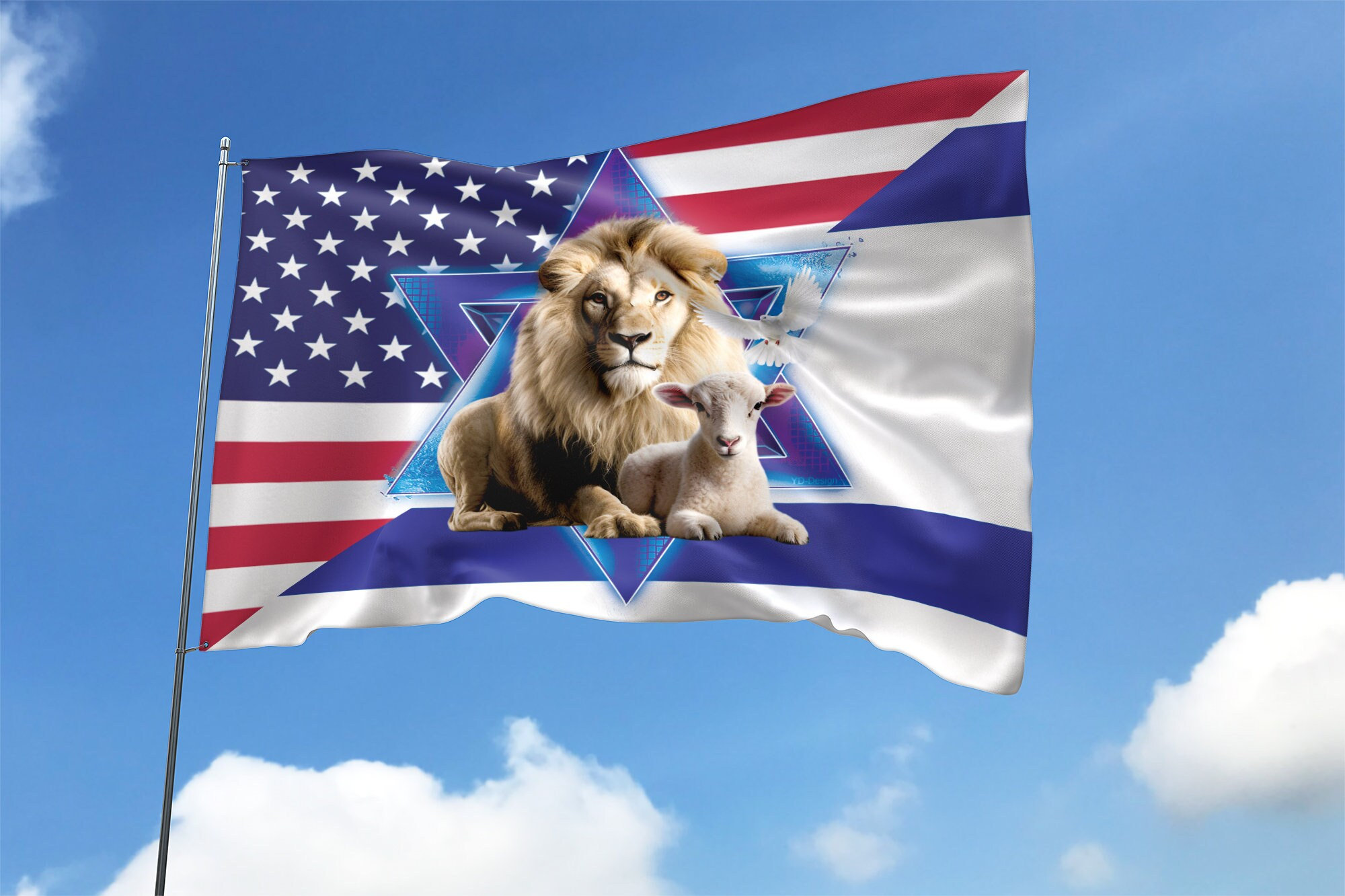 American Israel Israeli Flag, We Stand with Israel, Jewish, Lion Of Judah American Israeli Flag, American Israeli Friendship