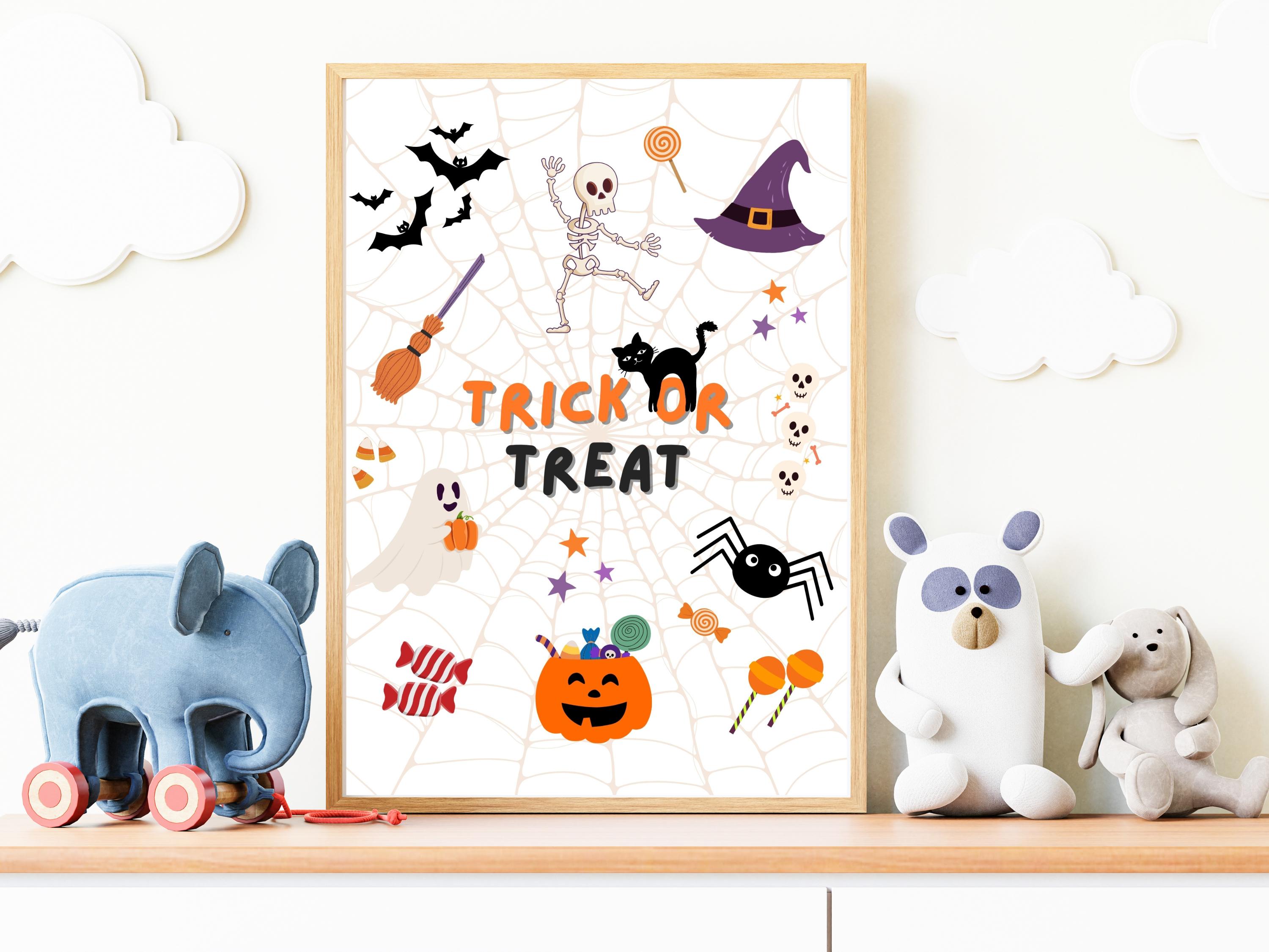 Trick or Treat Printable Sign | halloween print | Kids roomdecoration