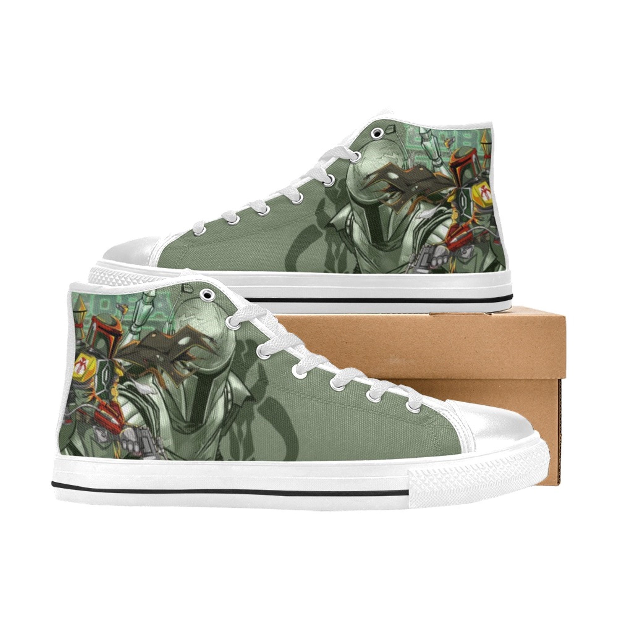 Star Wars Boba Fett Inspired High Top Canvas Shoes, Star Wars High Top Sneakers