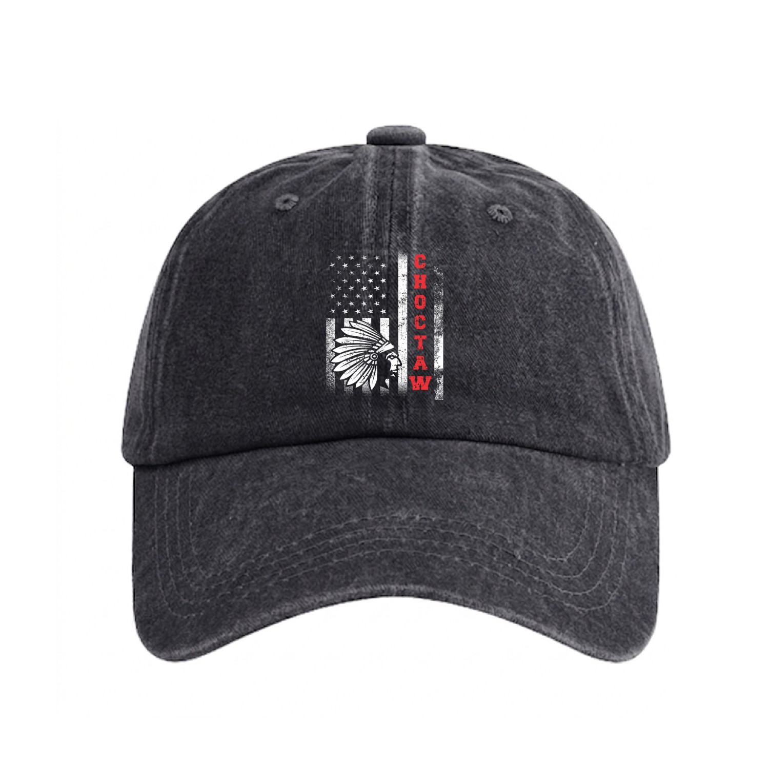 Choctaw Flag US USA Native American Indian Gift Washed Denim Baseball Caps