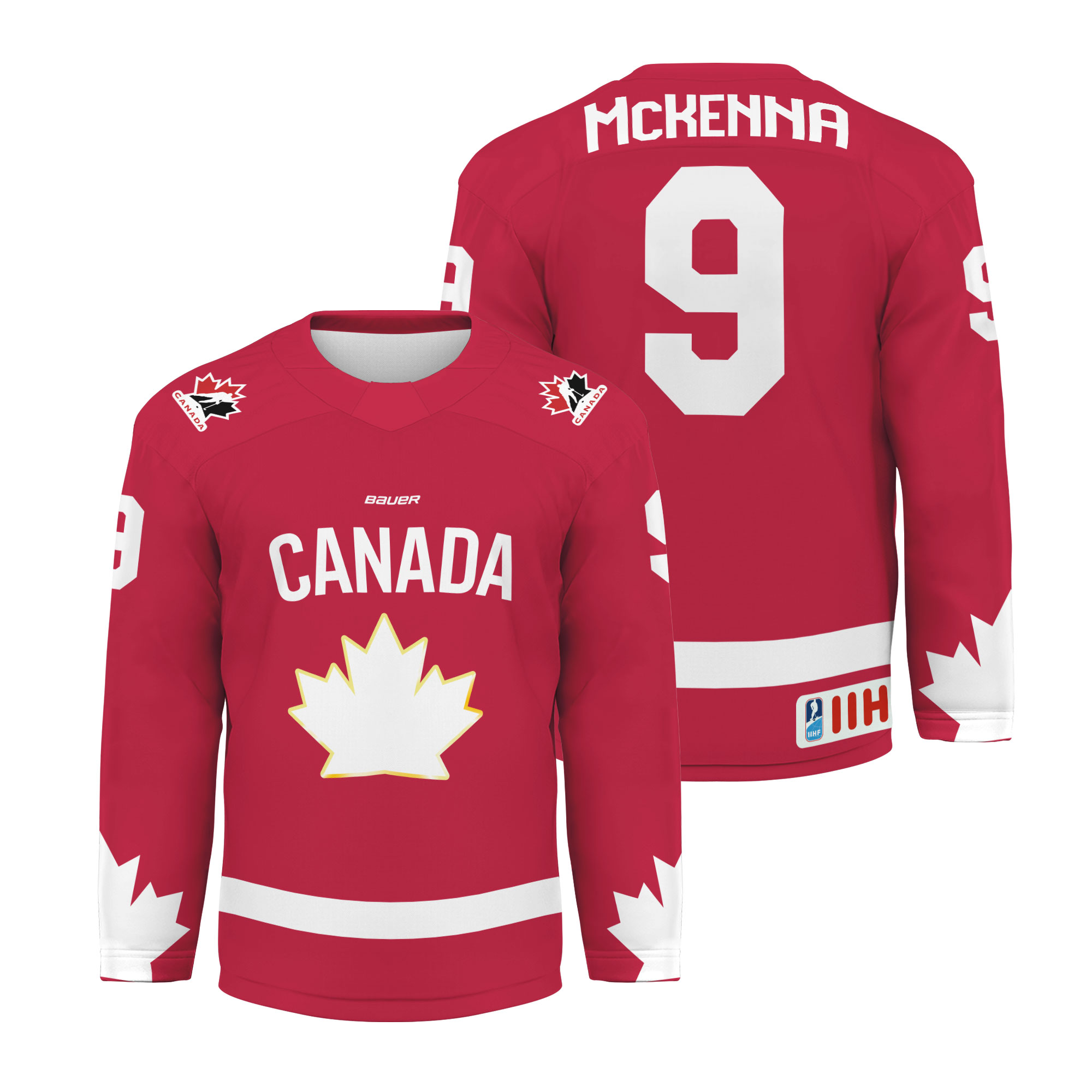 Men's 2026 Team Canada Bauer IIHF Red Hockey Jersey - Gavin McKenna