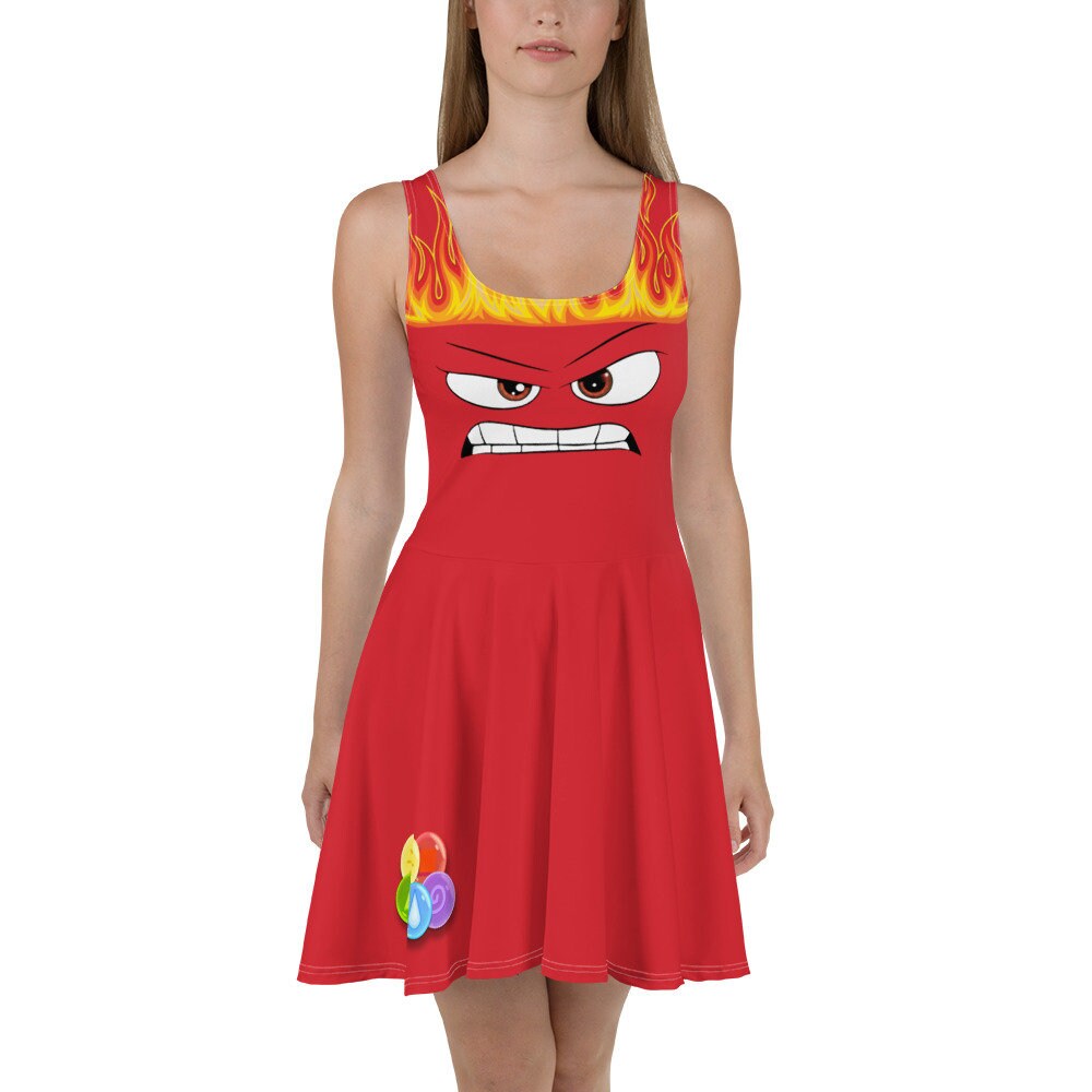 Anger Inspired Skater Dress – Fun Cartoon Style Casual Outfit for Women
