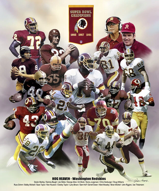 Washington Redskins Hog Heaven 3 Super Bowls Legends Poster Vertical Artwork