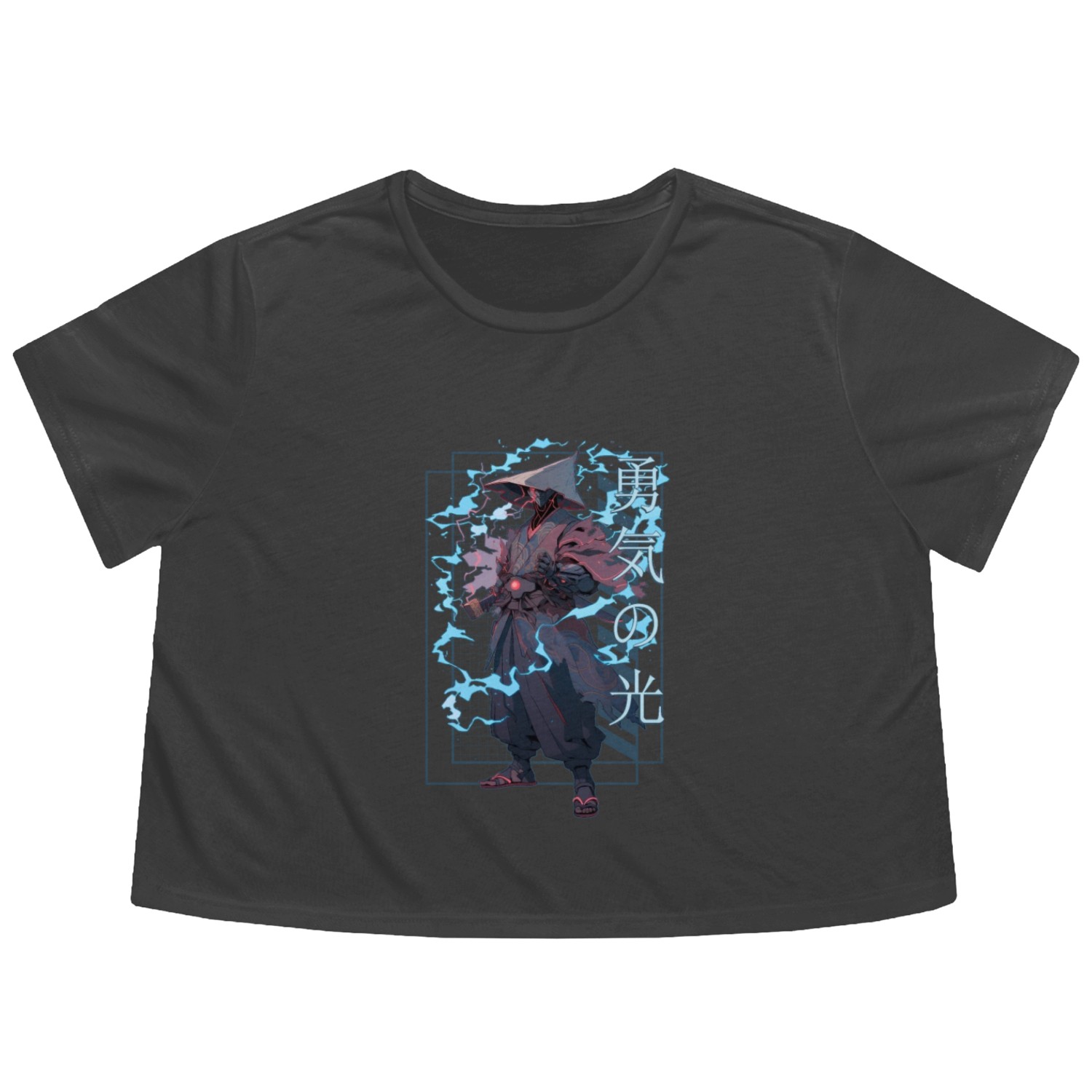 Cyborg Samurai Japanese Vaporwave Shounen Anime Ma Flowy Cropped Tees