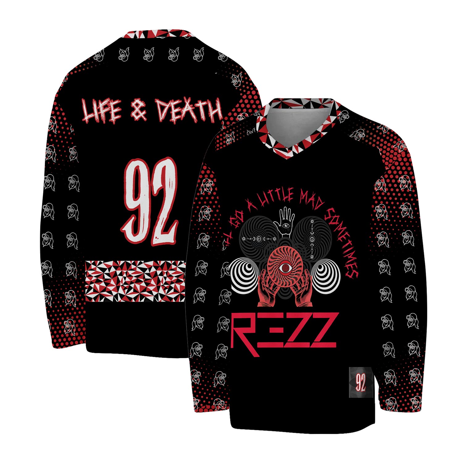Rezz Custom Name Plate and Number EDM hockey jersey | EDM Festival Rave Jersey Rezz Rocks