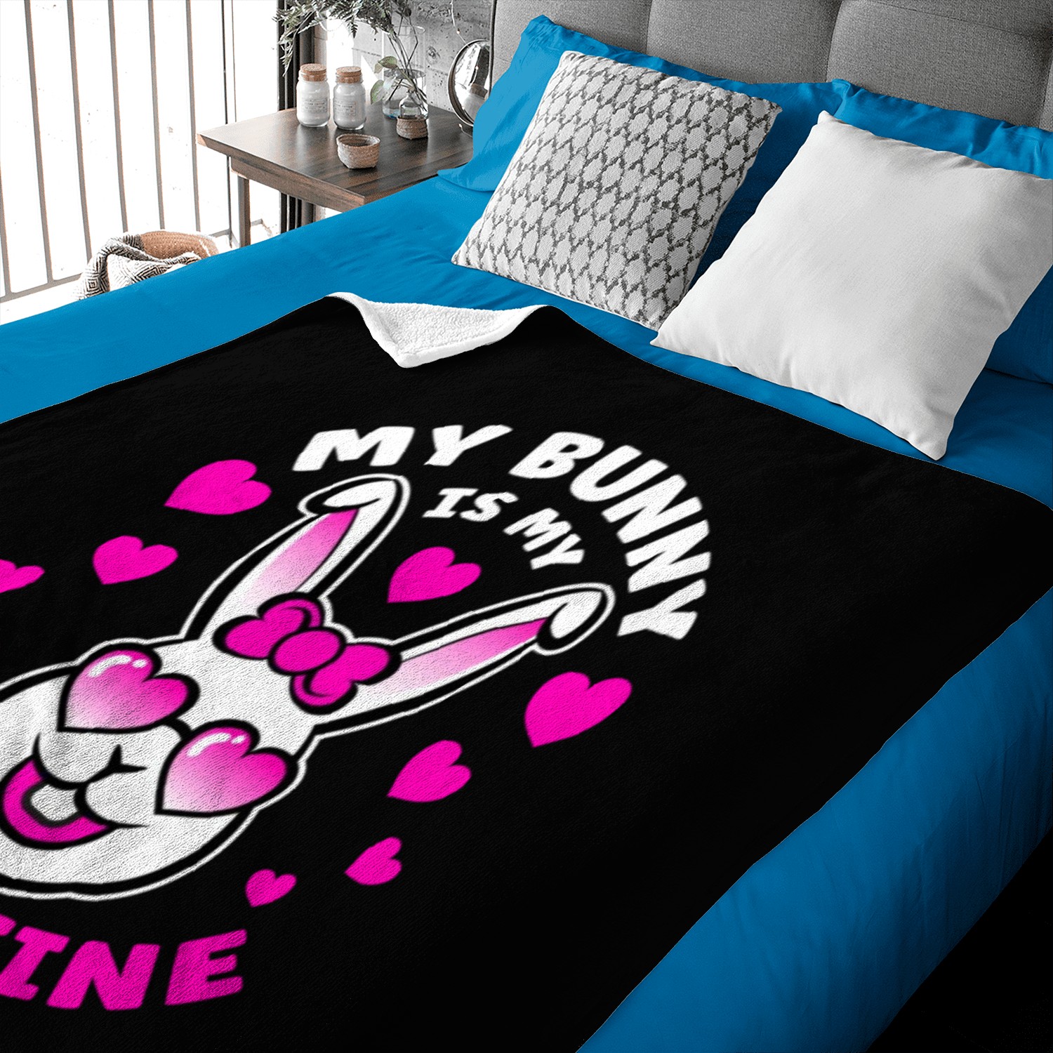 MY BUNNY IS MY VALENTINE Pink Sunglasses Baby Blankets