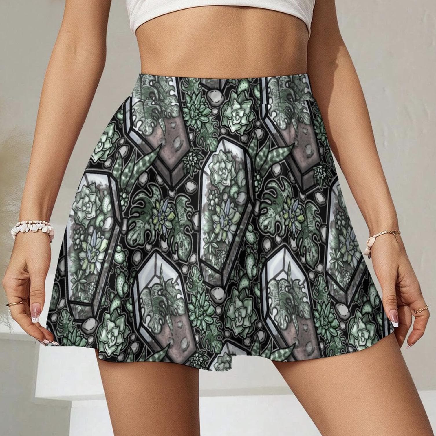 Plant Witch Coffin Skater Skirt: Gothic Mini Witchy Skirt