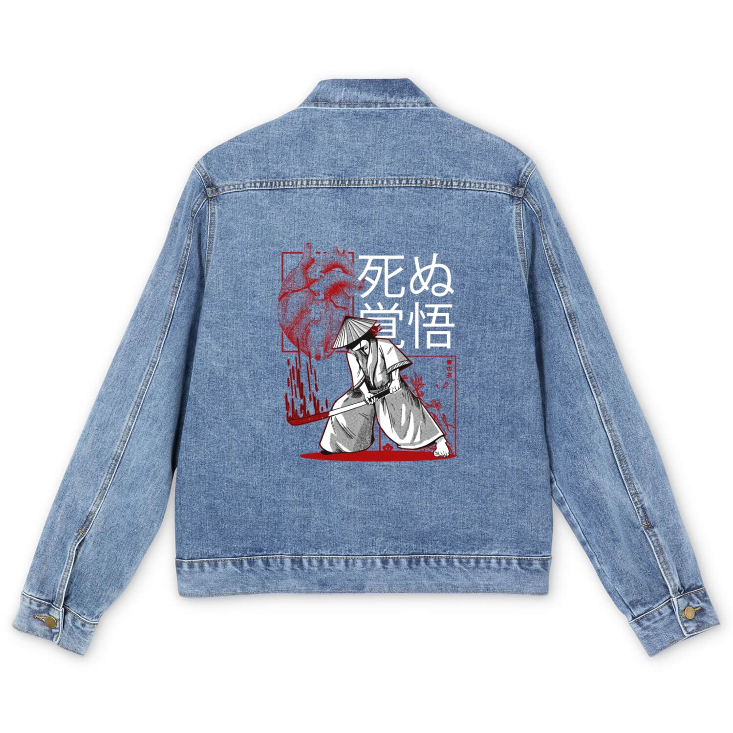Dark Art Samurai Warrior Japanese Aesthetic Gothic Men's Denim Jackets