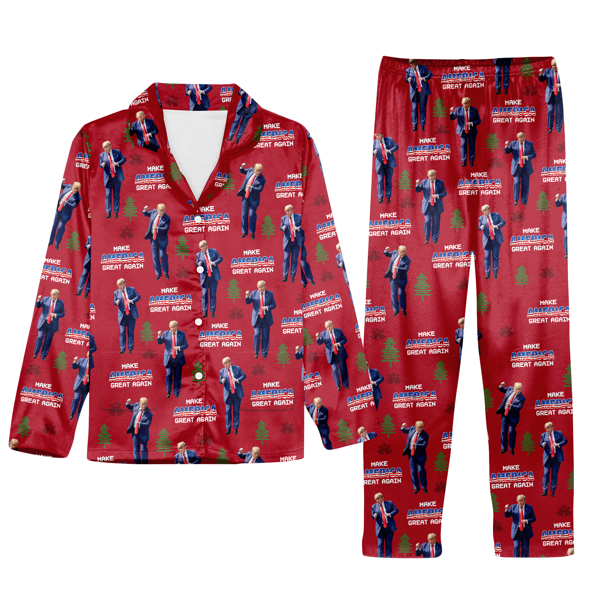 Trump Dancing Pajamas Set, Make American Great Again Christmas Pajamas, Republican Xmas Pajamas, Trump Christmas Shirt, Trump Supporter