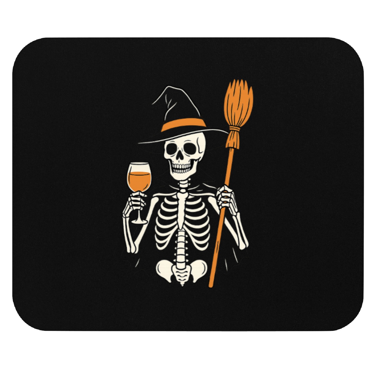 Halloween Skeleton Witch with Wine Mouse Pads