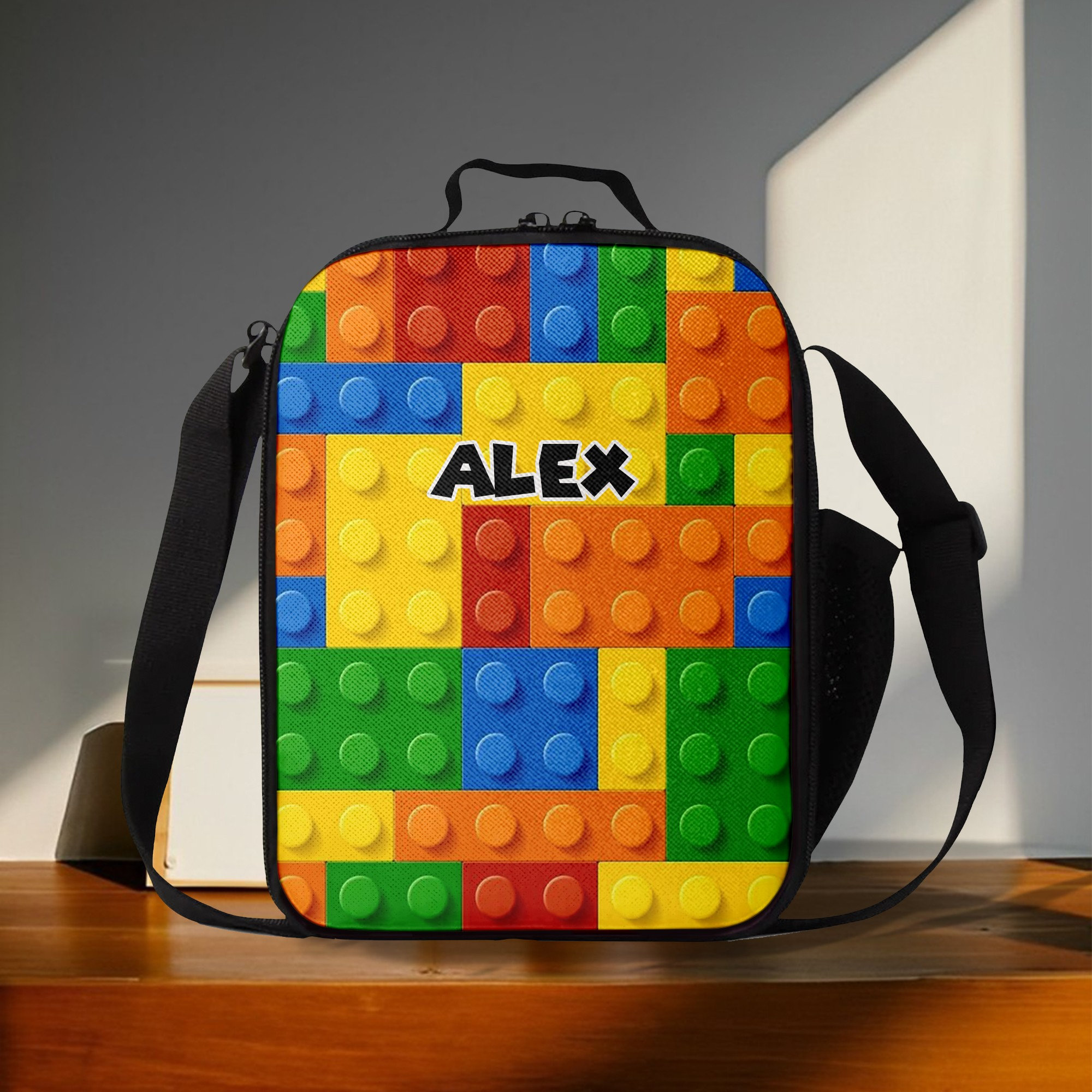 Lego Lunch Bag, Funny Print Lunch Bag, Back To School Bag, Custom Zipper Lunch Bag, Reusable Lunch Tote, Food Bag, Custom Gift
