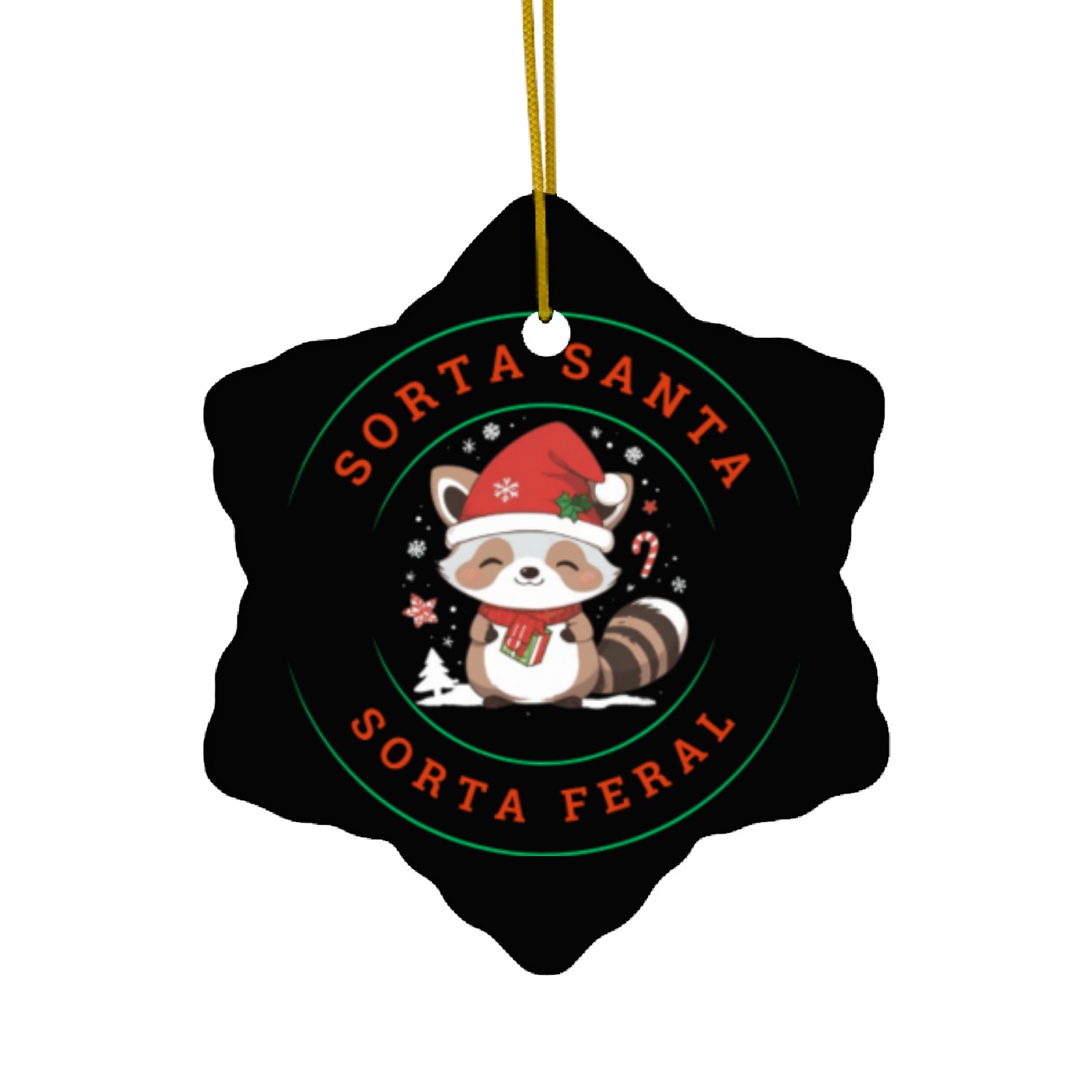 Sorta santa sorta feral Ceramic Ornaments design