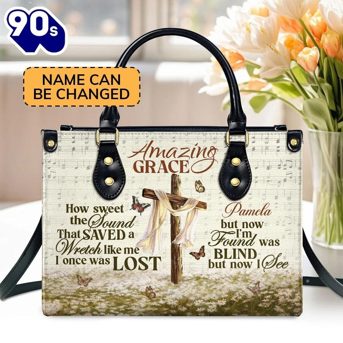Personalized Inspirational Scripture Leather Handbag, Christian God Leather Bag