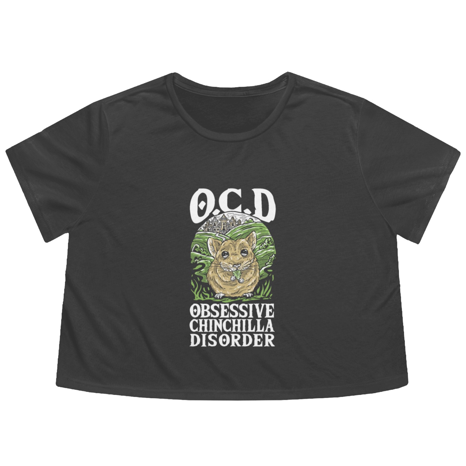 O.C.D Obsessive Chinchilla Disorder Chinchilla Mom Flowy Cropped Tees