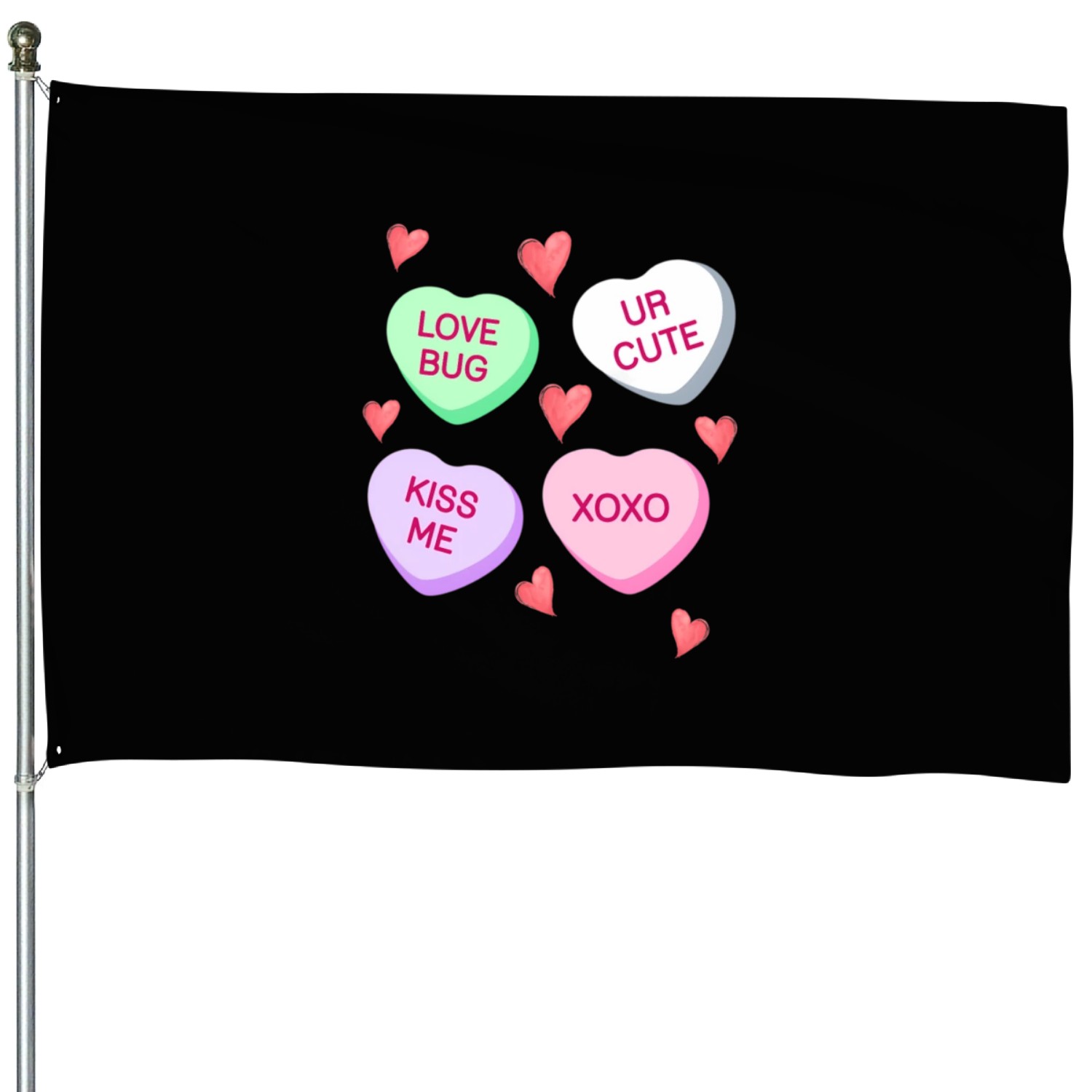 Happy Day Candy Conversation Hearts Love Bug Kiss House Flags