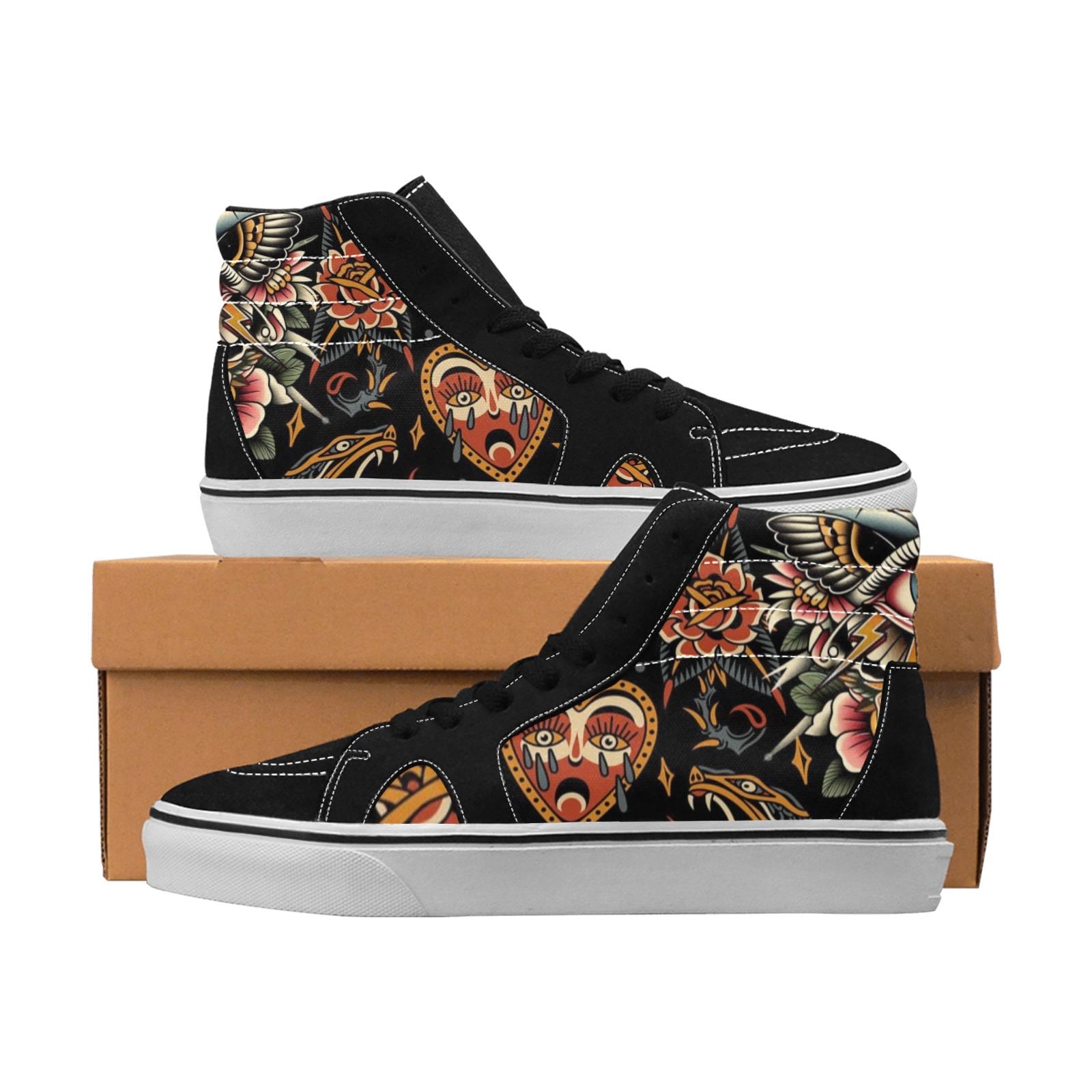 Old School Tattoo High Top Shoes Sneakers for Men and Women