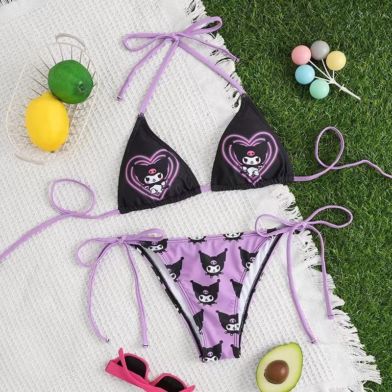 2Pcs Kitty Bikinis Set Swimwear Beachwear