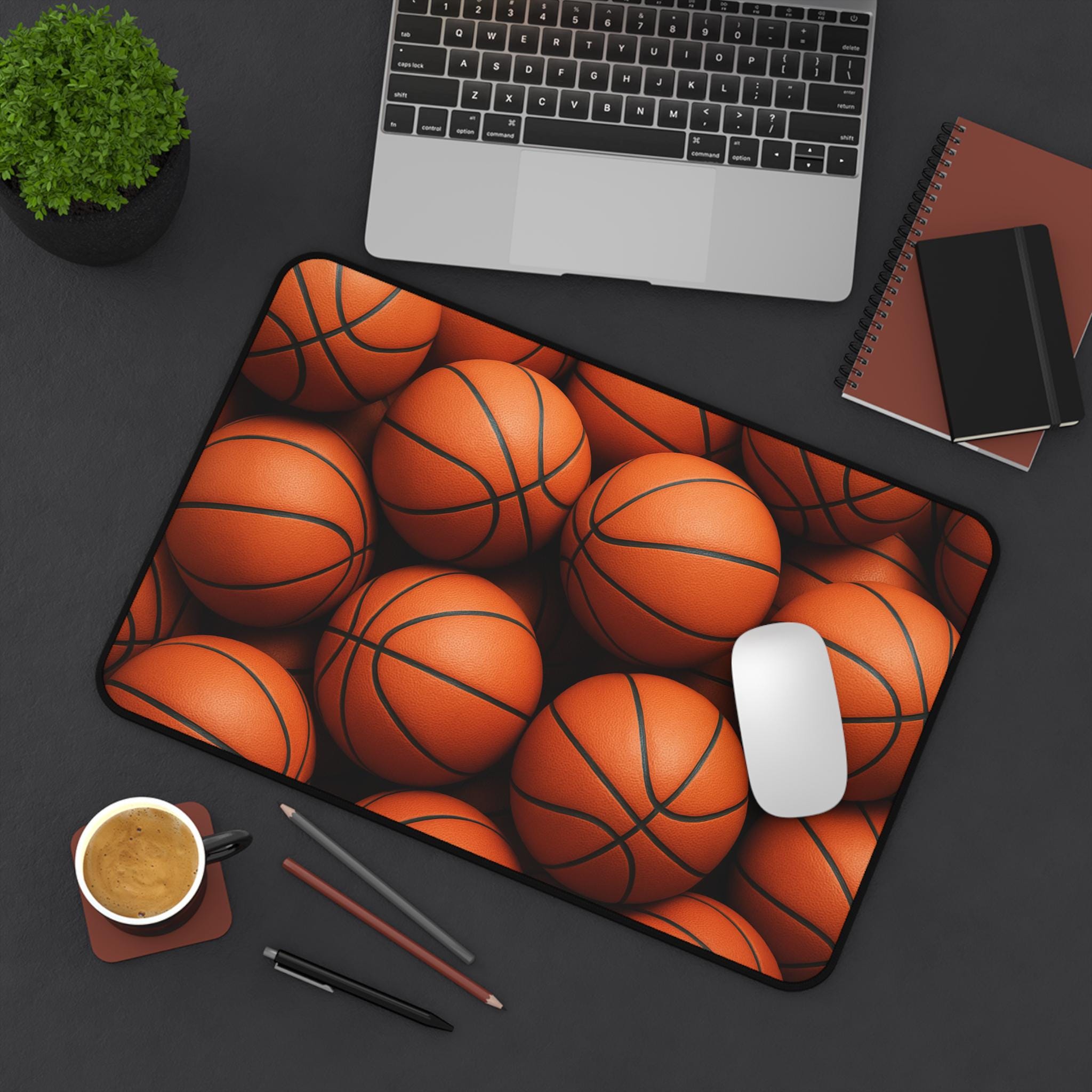 Basketball Desk Mat | Sports Decor, Office Gift, Gamer Accessory, Home Office Mat, Motivational Desk Accessory