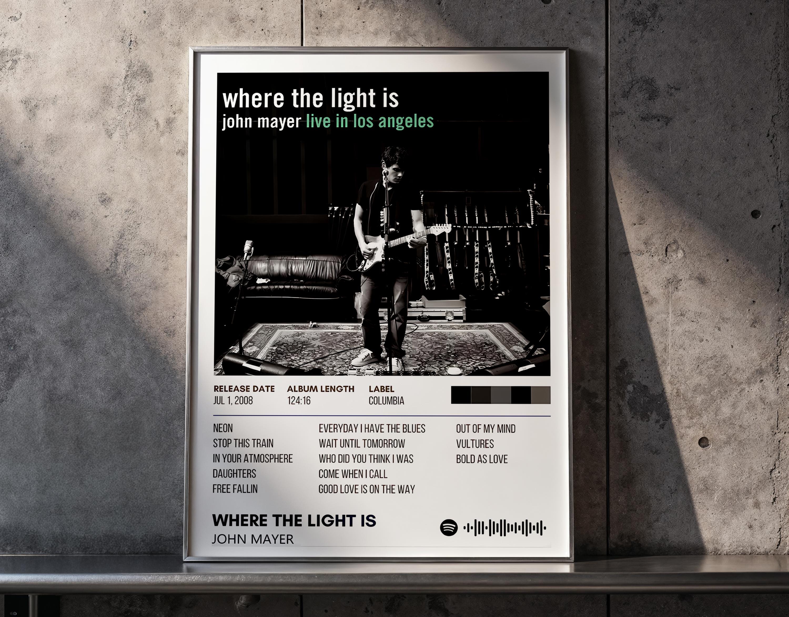 Where The Light Is By John Mayer Album Poster | Music Wall Art Print | Guitarist Poster