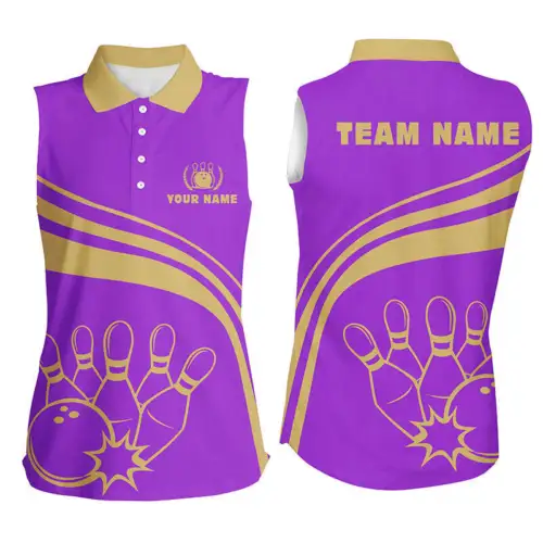 Personalized Bowling Sleeveless Polo Shirts For Women Bowling Shirts Team Bowl