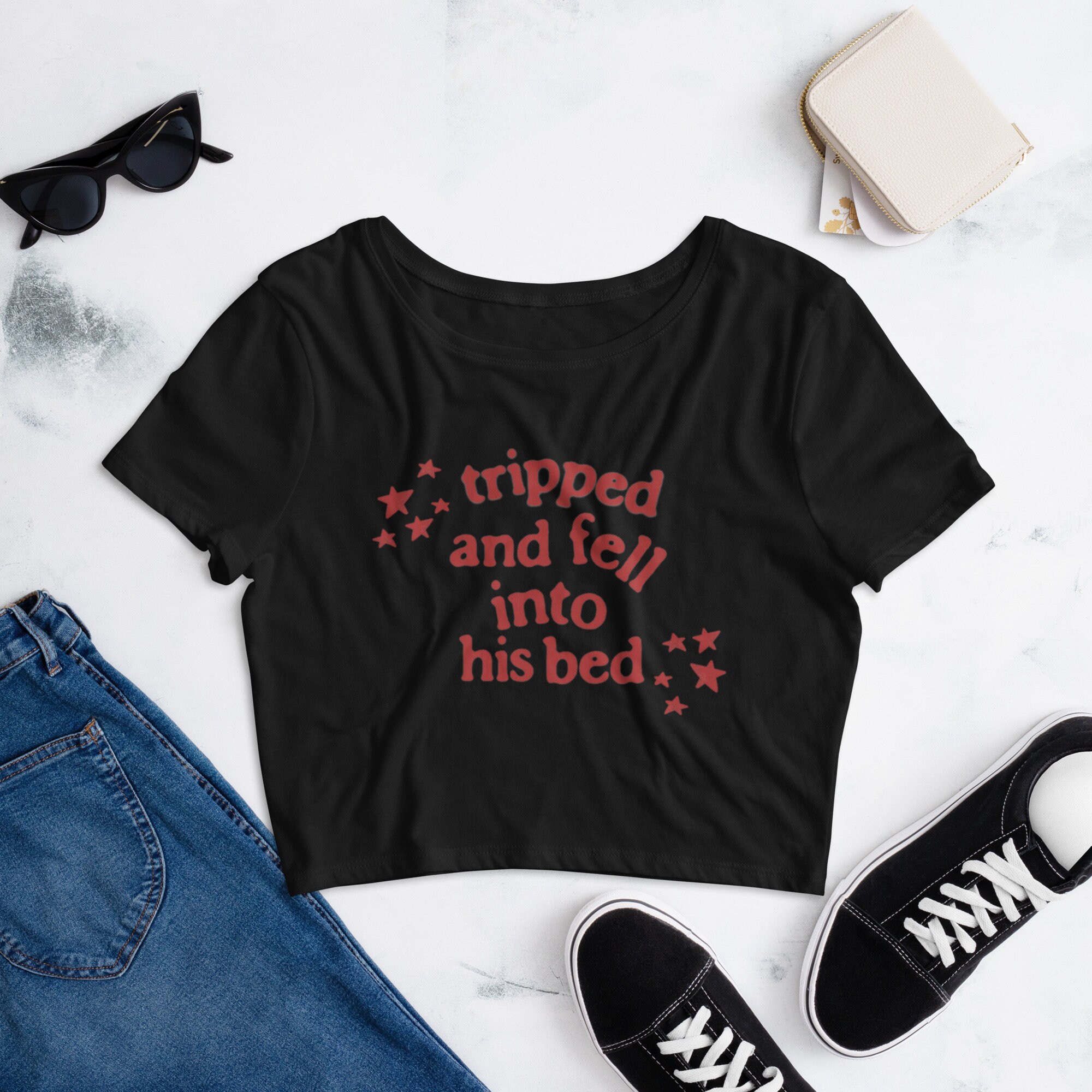 Tripped and Fell Into His Bed (Red) (Very Thin, Comfy Material)