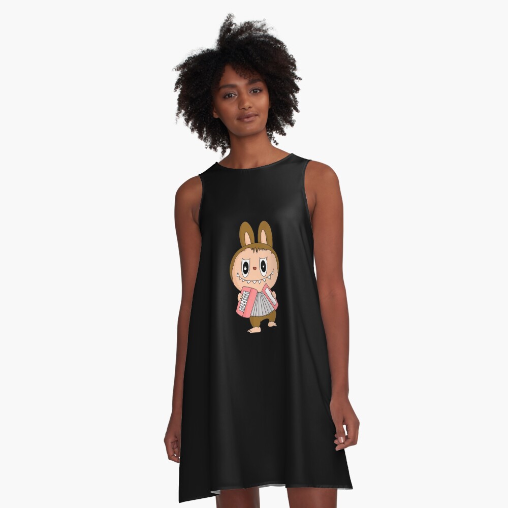 Labubu cute playing music A-Line Dress, Gift for Her