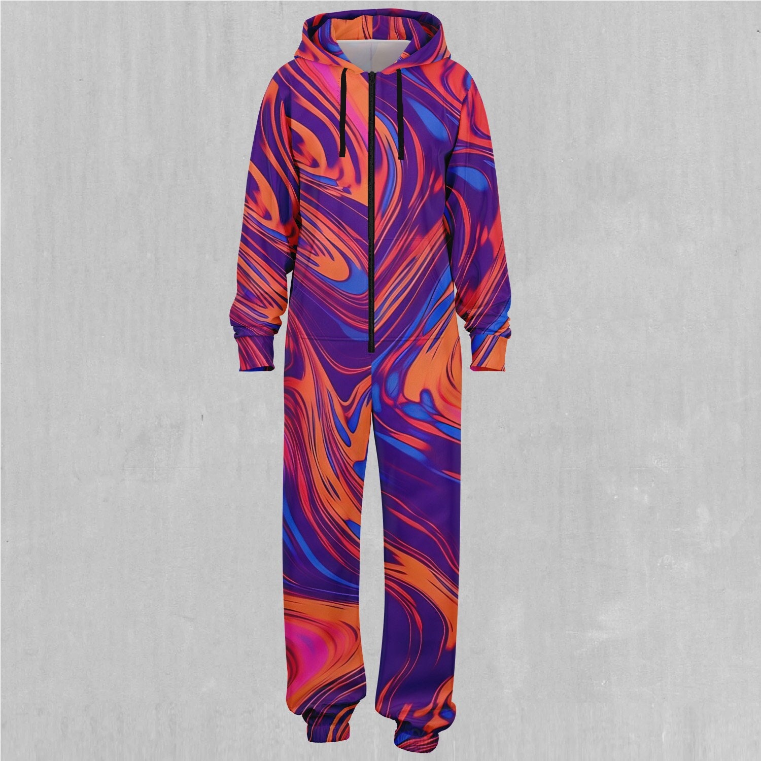 Luminous Mixture Psychedelic Colorful Adult Zip Up Jumpsuit Pajamas