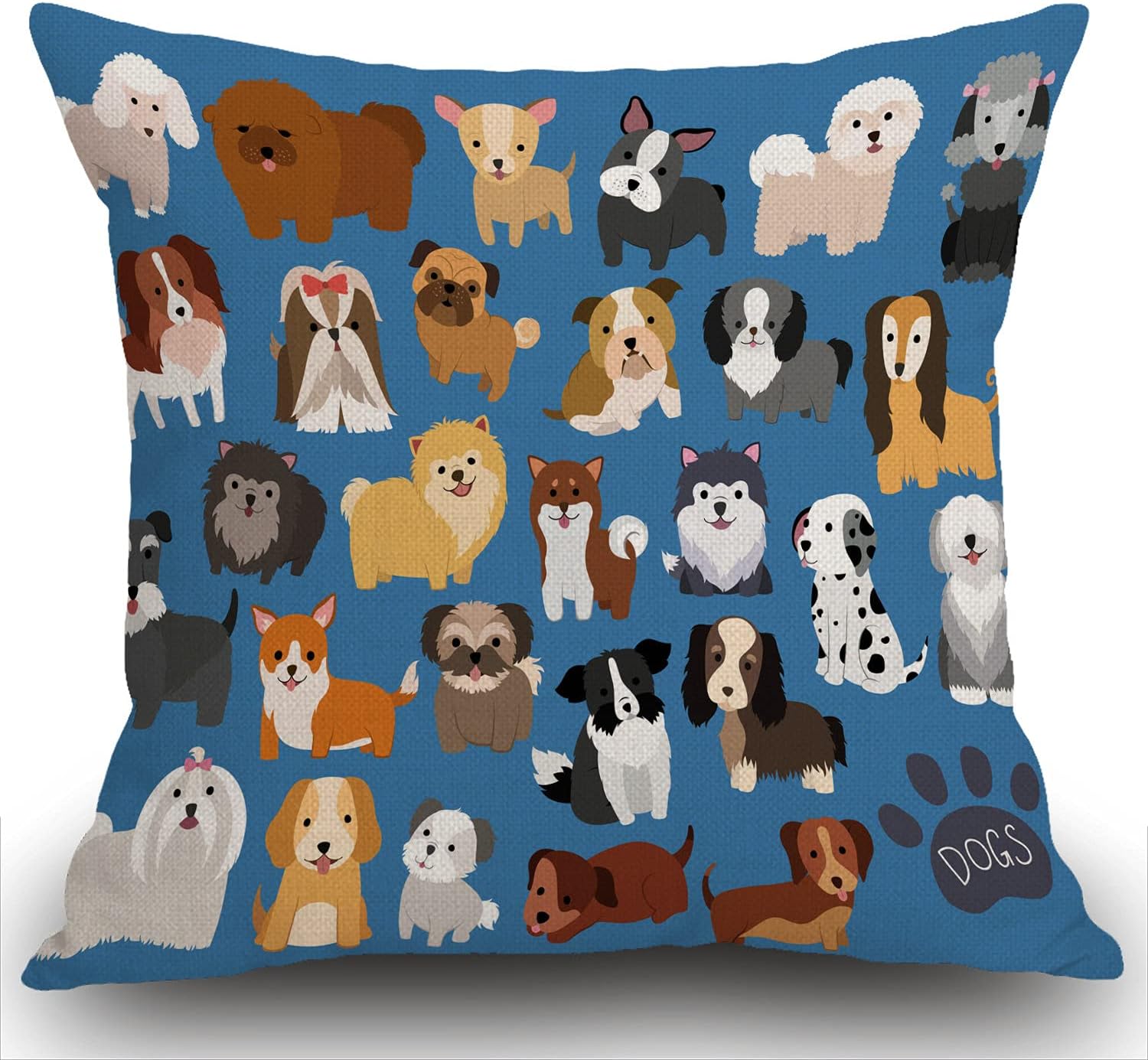 Swono Cute Dog and Puppy Set Cotton Linen Throw Pillow Case Home Decorative Cushion