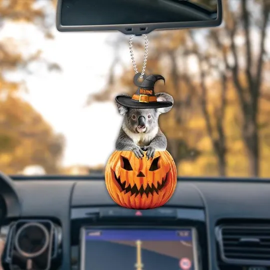 Personalized Koala Bear Pumpkin Halloween Ornament, Koala Bear Ornament Gift, Koala Halloween Ornament, Koala Car Ornament