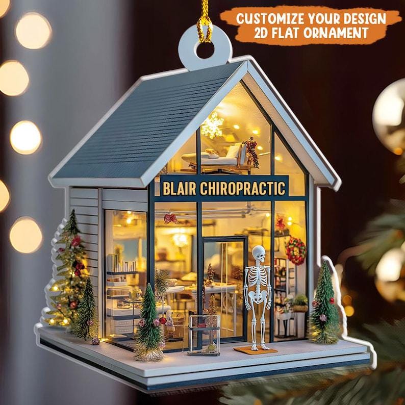 Chiropractic Clinic Ornament, 2D Flat Not 3D, Personalized Chiropractic Ornament, Chiropractor Gift, Chiropractic Clinic Christmas Decor