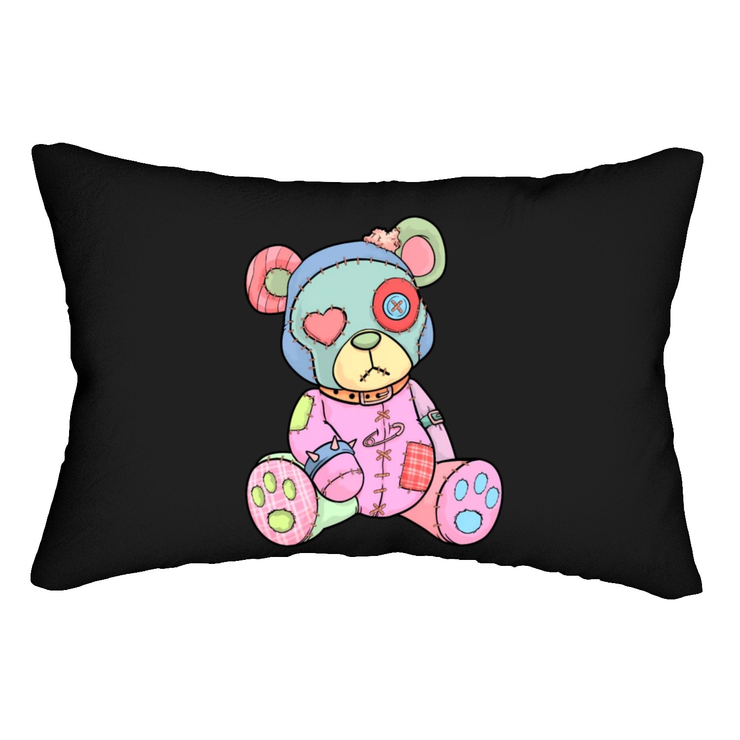 Pastel Goth Teddy Bear Japanese Anime Kawaii Menhe Lumbar Pillows