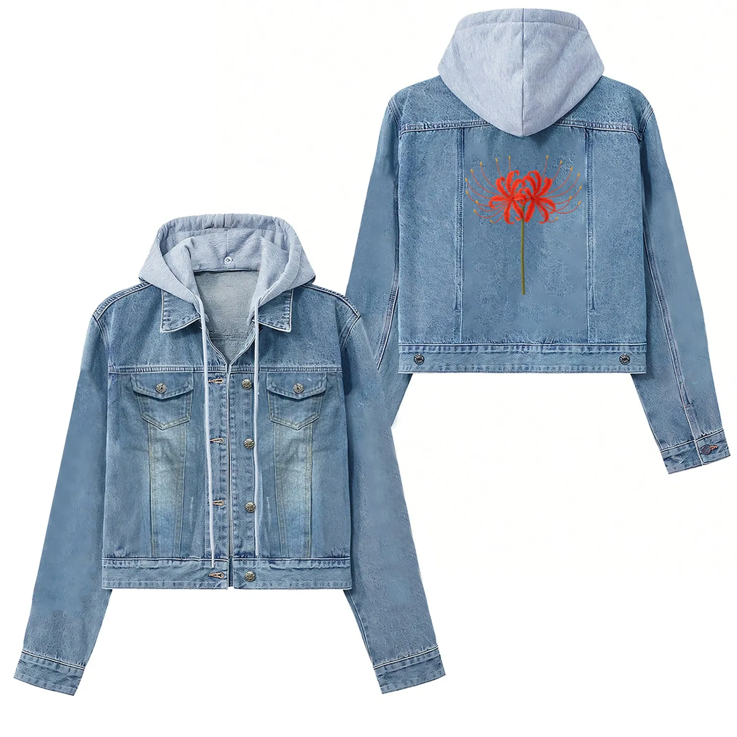 Red Spider Lily Women's Denim Jackets – Japanese Death Flower Ar