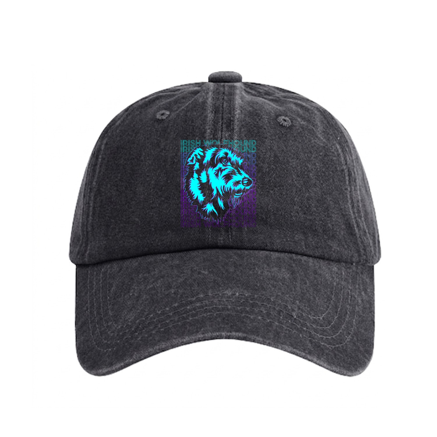 Irish Wolfhound Dog Retro Washed Denim Baseball Caps