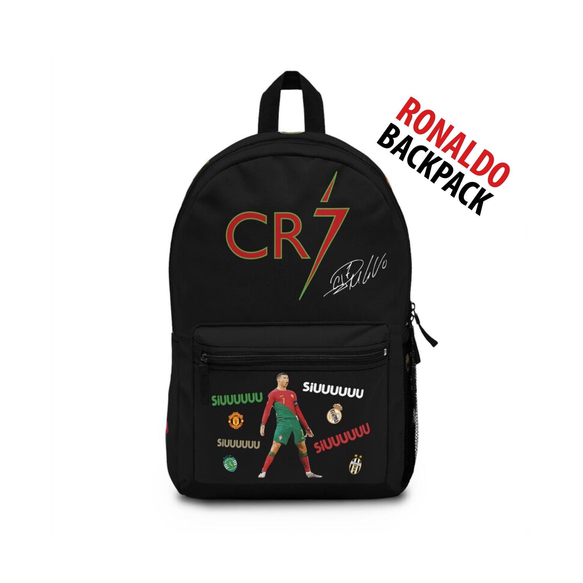 Ronaldo Backpack - Youth Children Soccer Backpack - Sports School Bag - Simil Stickers Design - Laptop Compartiment.