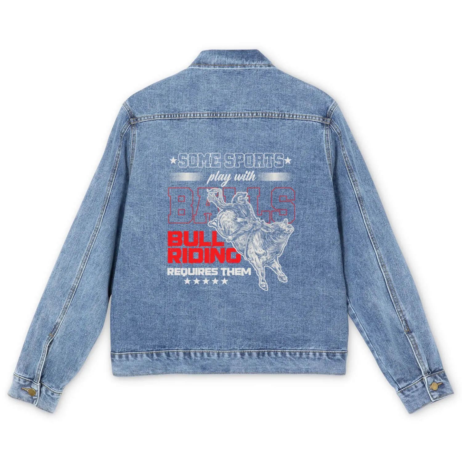 Bull Riding Sports Rodeo Cowboy Western Bull Rider Men's Denim Jackets