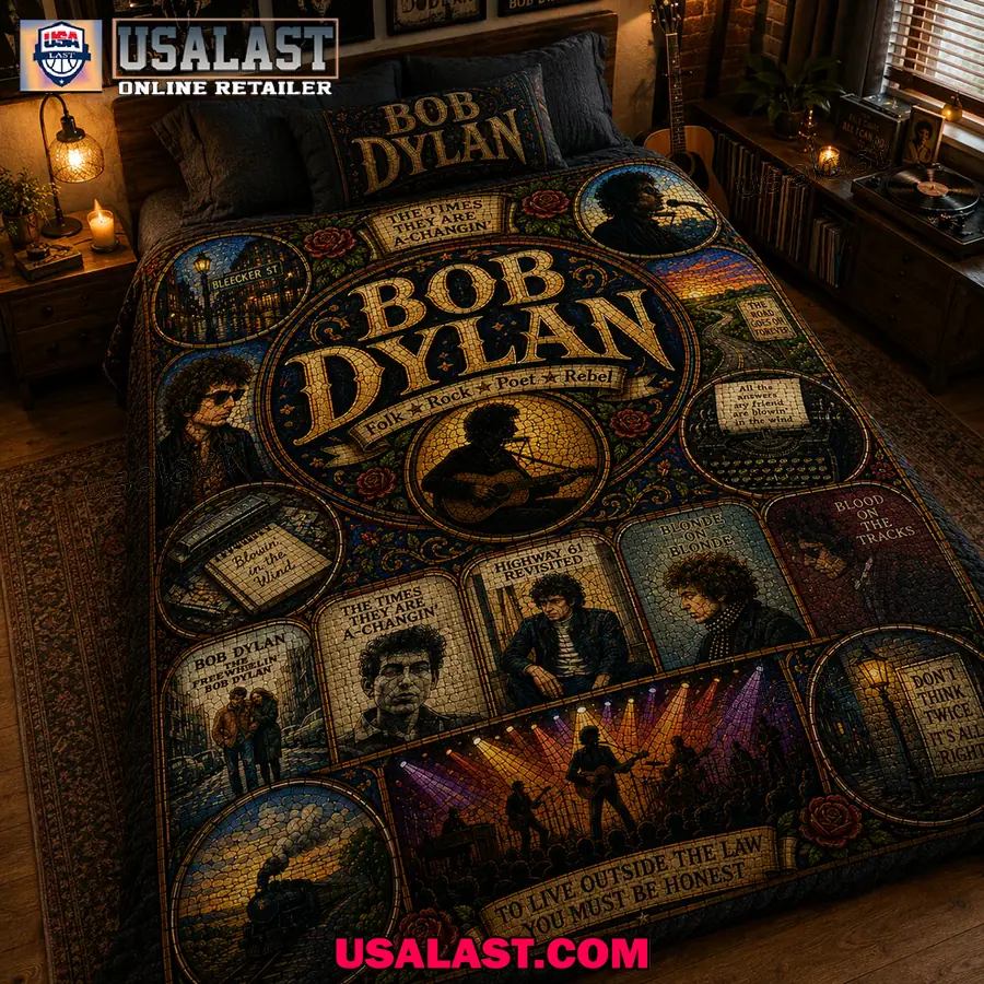 Bob Dylan Blowin’ In The Wind Stained Glass Quilt Blanket