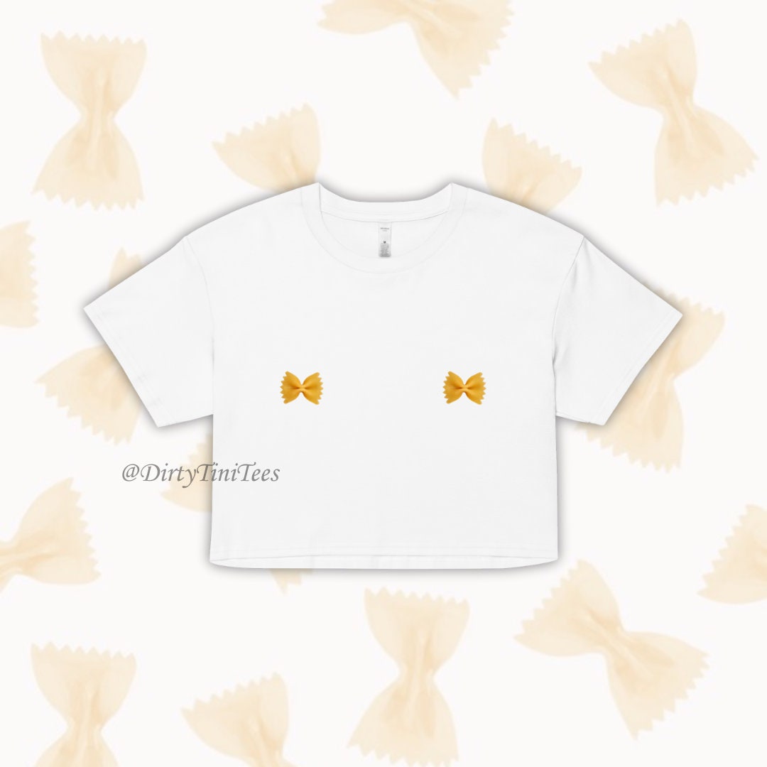 Farfalle Bowtie Pasta Nips Fun Womens crop top Bachelorette Party Best Friend Birthday Gift Group Halloween Costume