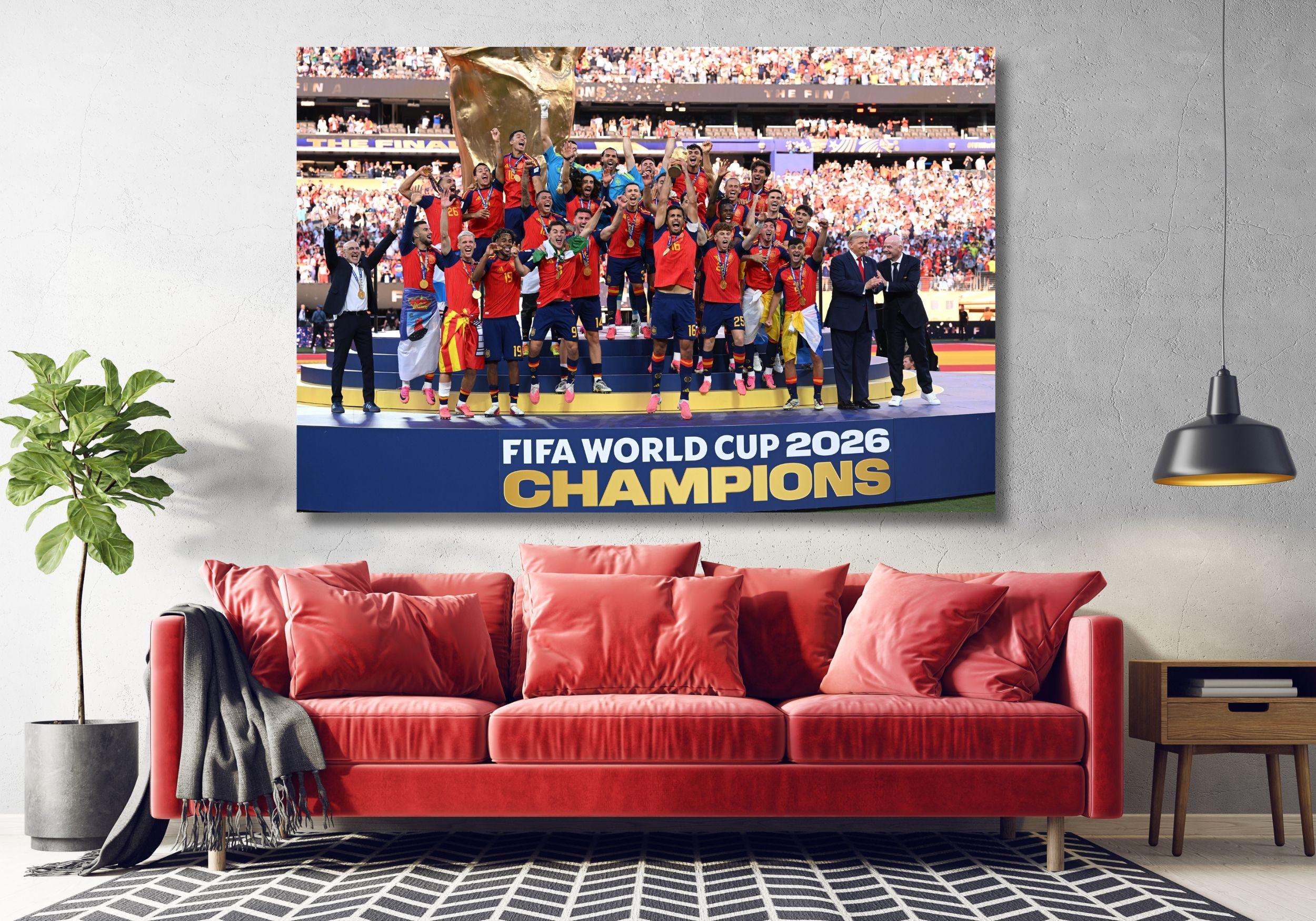 Spain 2026 World Cup Champions Framed Canvas Wall Art, Ready to Hang