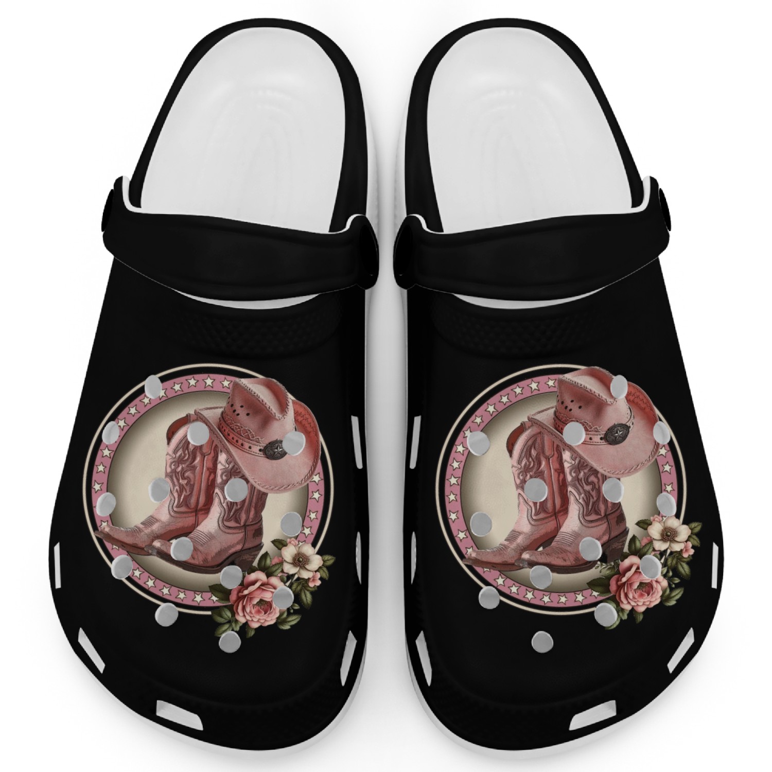 PINK COWGIRL BOOTS, PINK COWGIRL HAT RETRO WESTERN Clogs