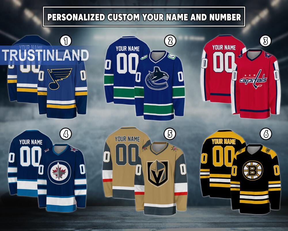 Personalized Custom Ice Hockey Jersey, St. Louis, Vancouver, Washington, Winnipeg, Vegas, Boston Fan Jersey For Men Women
