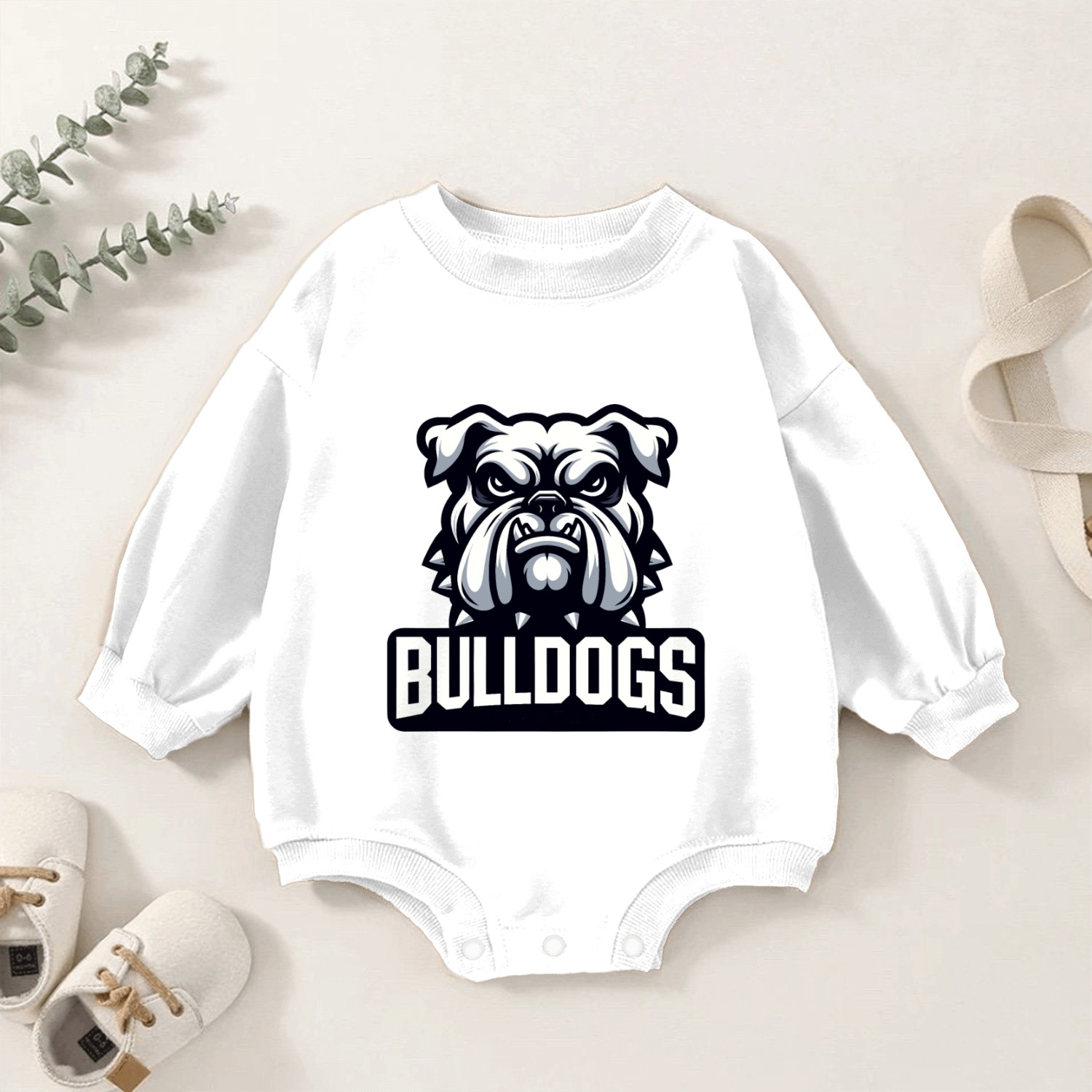 Bulldogs Mascot Back To School Team Spirit Baby Romper Sweatshirts