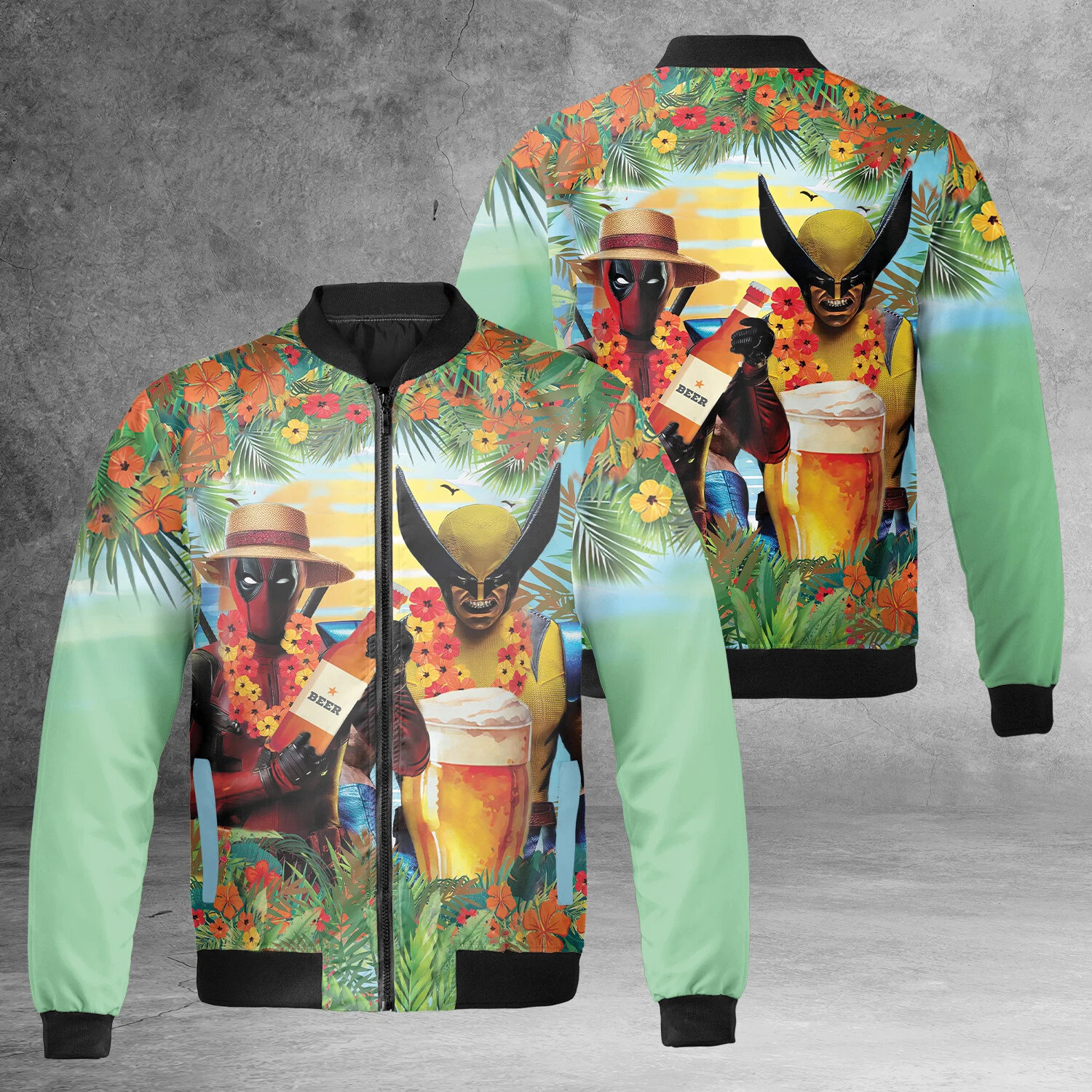 Deadpool And Wolverine Tropical Flower Deadpool 3 Fans Gift Jacket