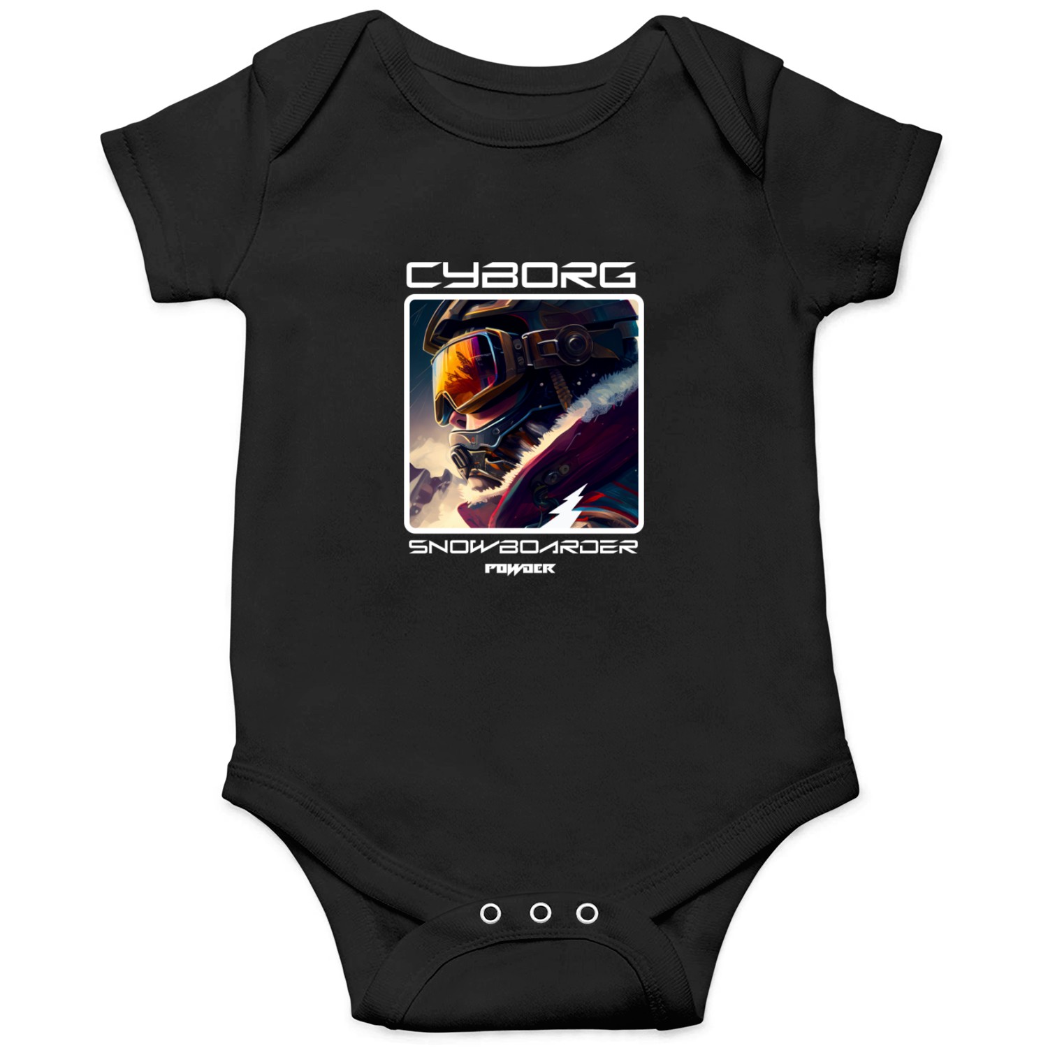 Cyborg Snowboarder - powder Onesies