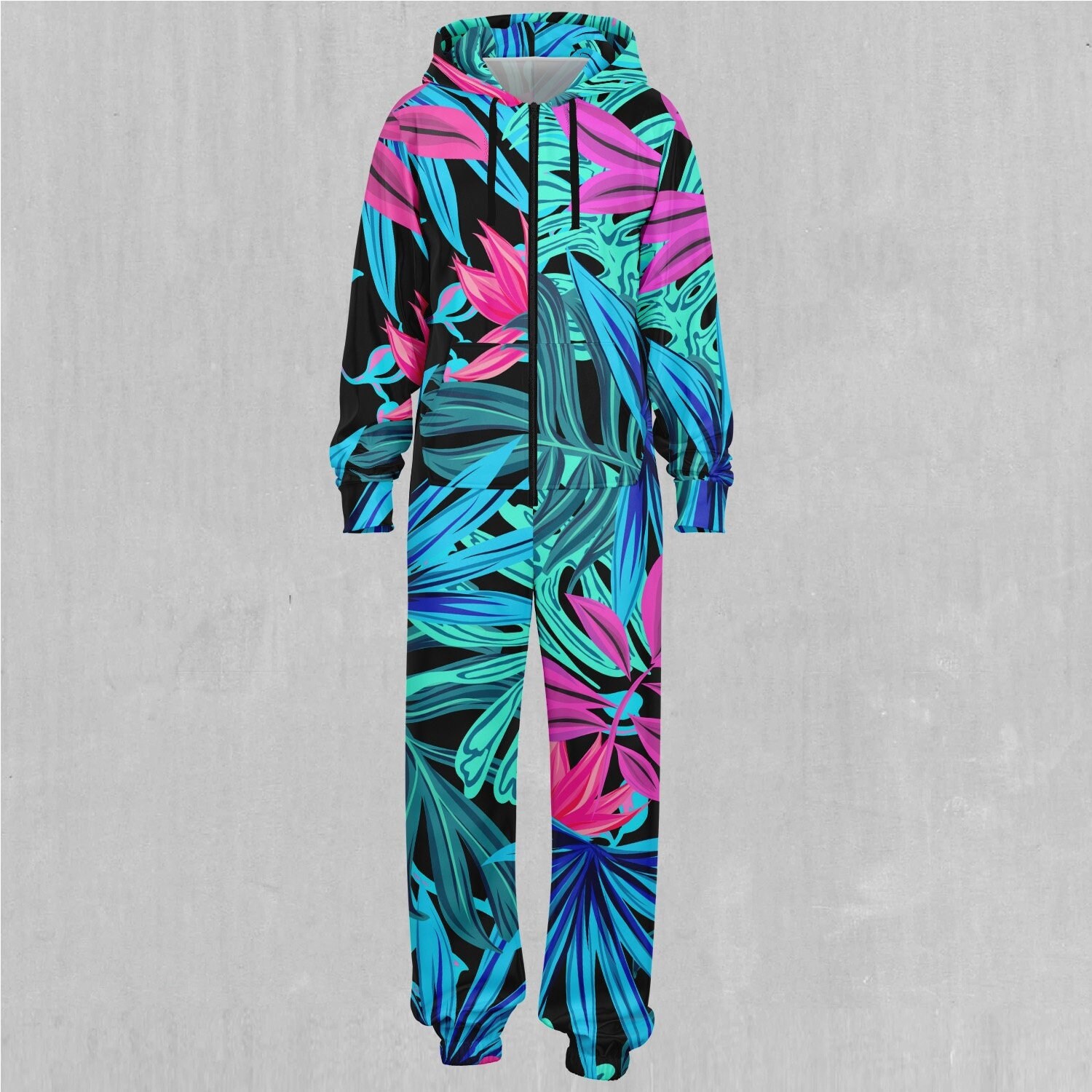 Floral Mandala Adult Zip Up Jumpsuit Pajamas