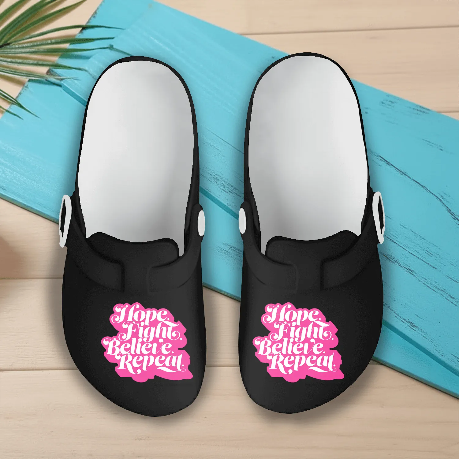 Hope Fight Believe Repeat American Cancer Society Slip On Clogs