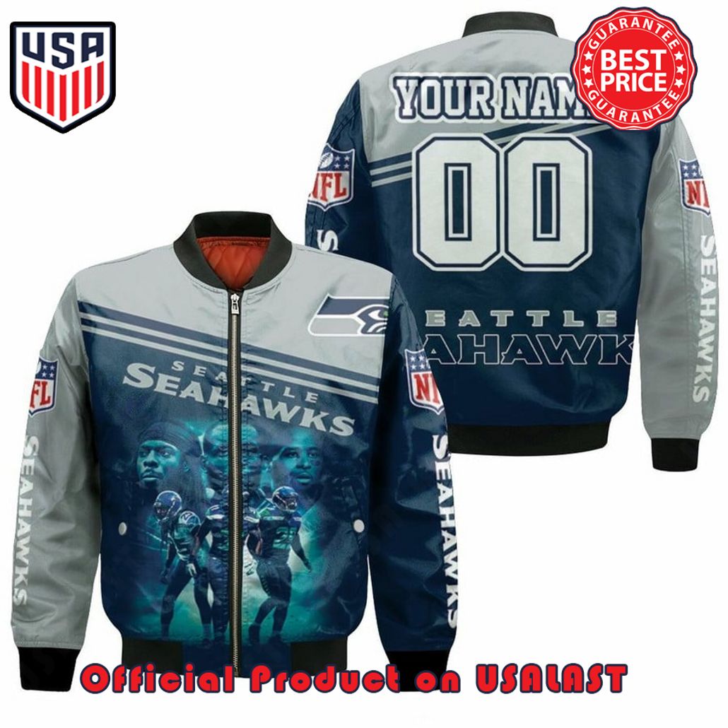 SEATTLE SEAHAWKS TRIO CUSTOMIZED PATTERN BOMBER JACKET